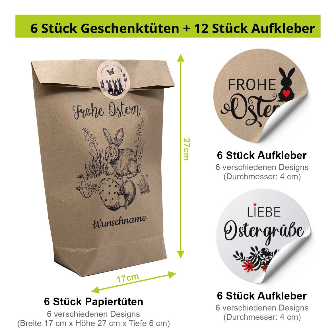 Ostertüten mit Wunschname - Frohe Ostern - FOTOFOL