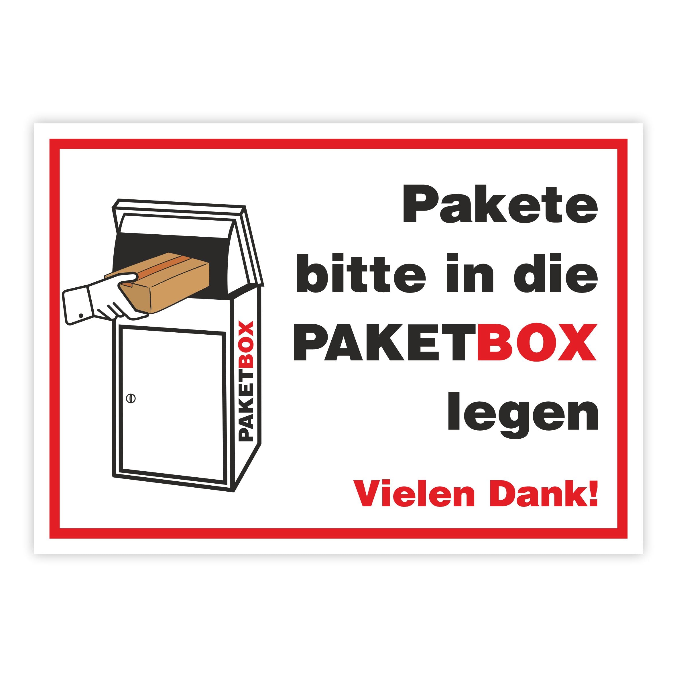 Paketbox Aufkleber - "Pakete bitte in die PAKETBOX legen" - Paket Box Kennzeichnung - FOTOFOL