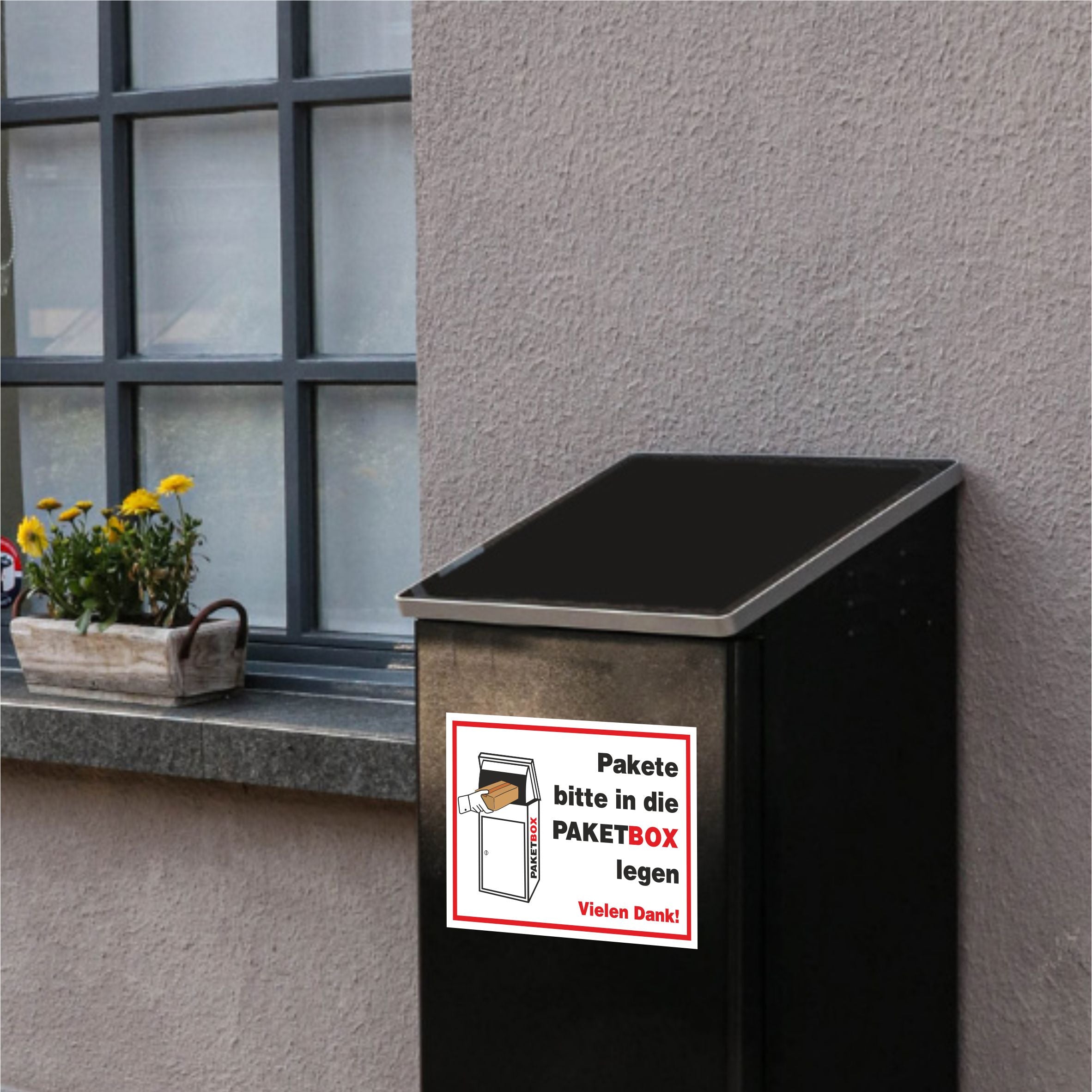 Paketbox Aufkleber - "Pakete bitte in die PAKETBOX legen" - Paket Box Kennzeichnung - FOTOFOL