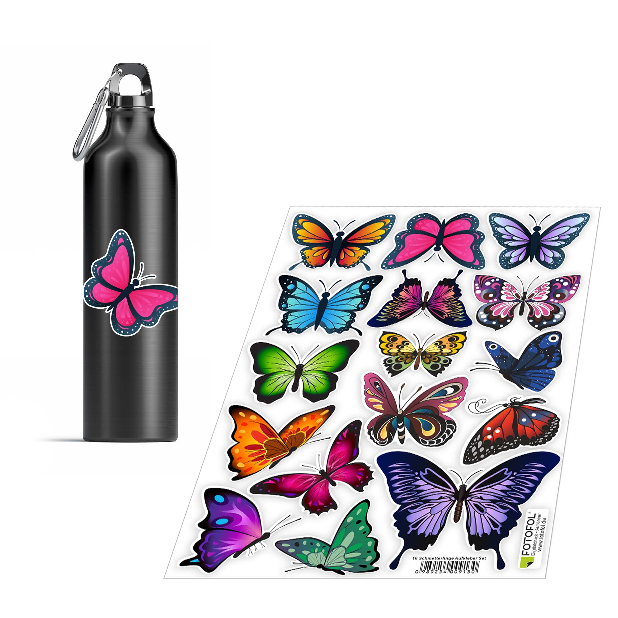 Schmetterlinge Aufkleber Set - Aufkleber selbstklebend zum Basteln - FOTOFOL