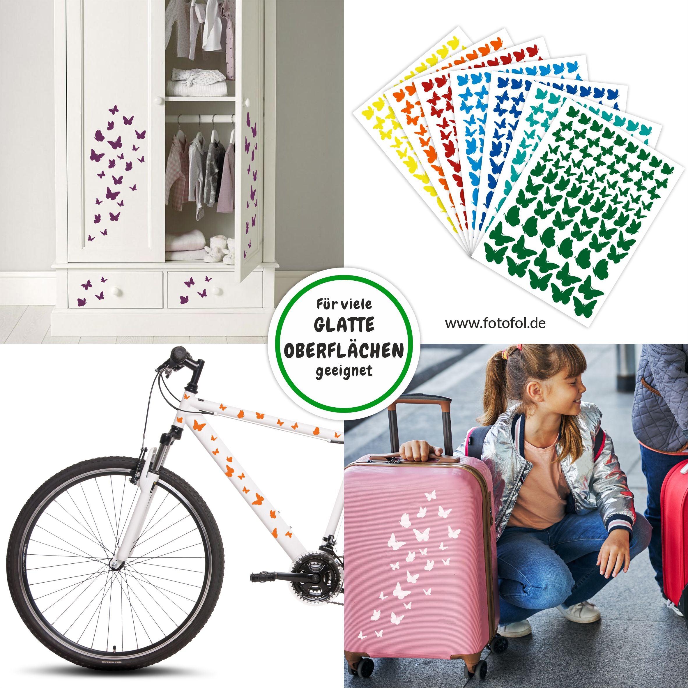 Aufkleber Sticker Schmetterlinge Fahrrad Auto Motorrad/Helm Möbel Kinderzimmer - FOTOFOL