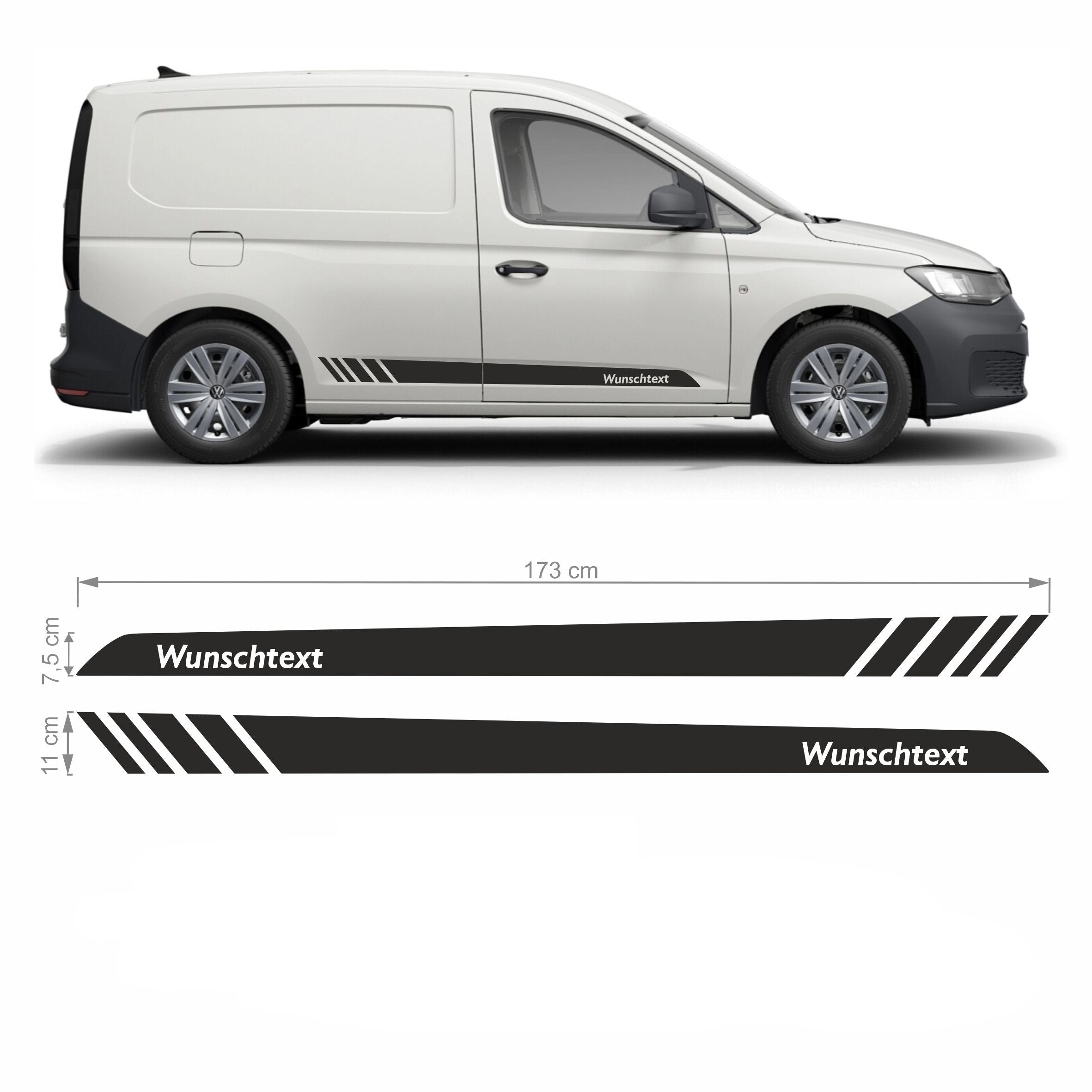 Seitenstreifen Aufkleber Wunschtext passt für VW Caddy - FOTOFOL