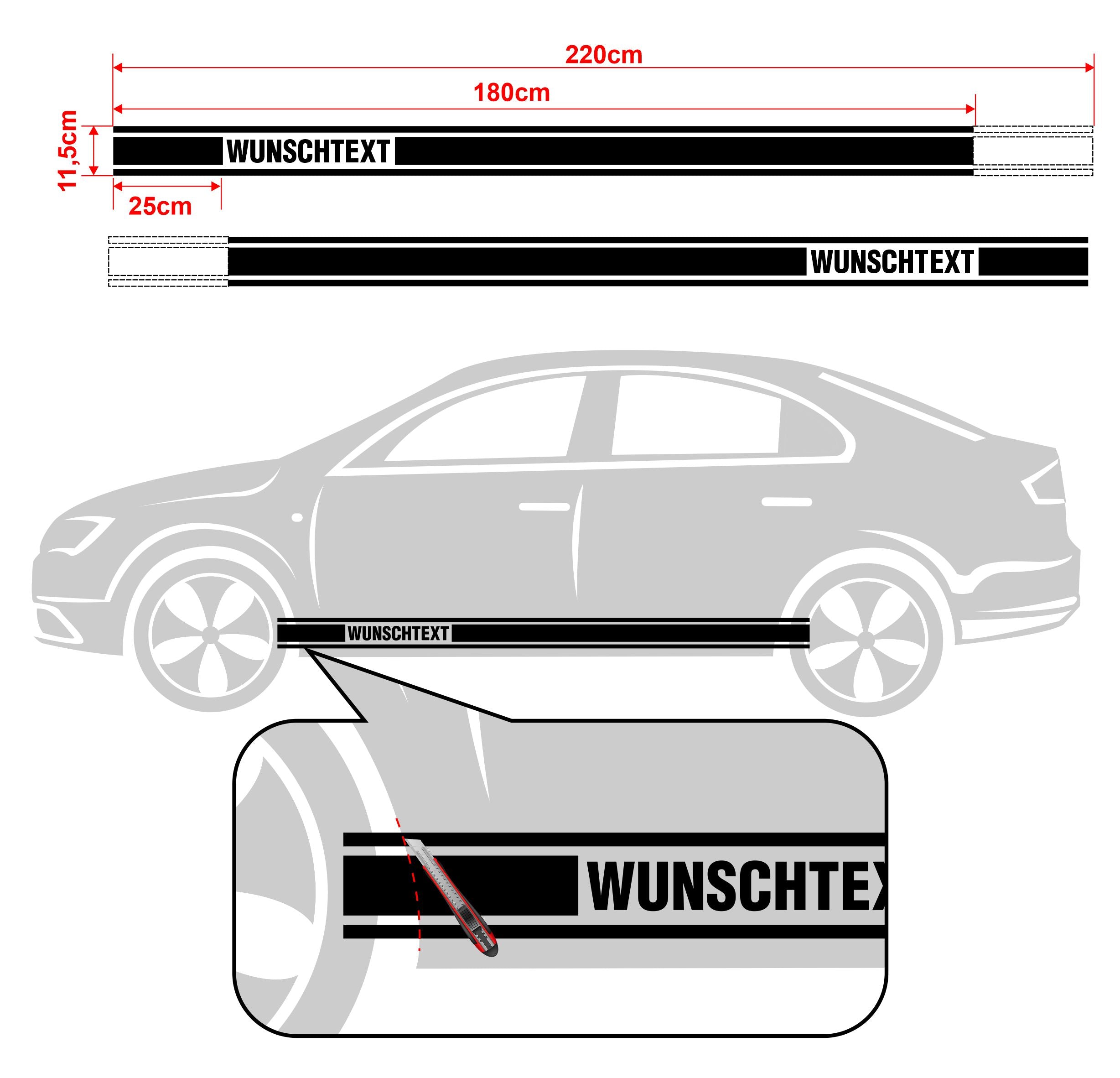 Seitenstreifen Dekorstreifen GT Style Mustang Shelby Autoaufkleber mit Wunschtext - FOTOFOL