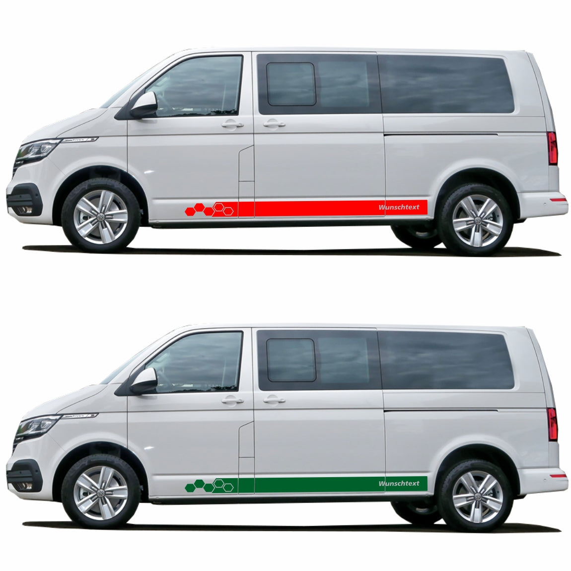 Seitenstreifen WABEN Aufkleber passend für VW T6.1, T6, T5, Multivan, Bulli, Transporter - WUNSCHTEXT - FOTOFOL