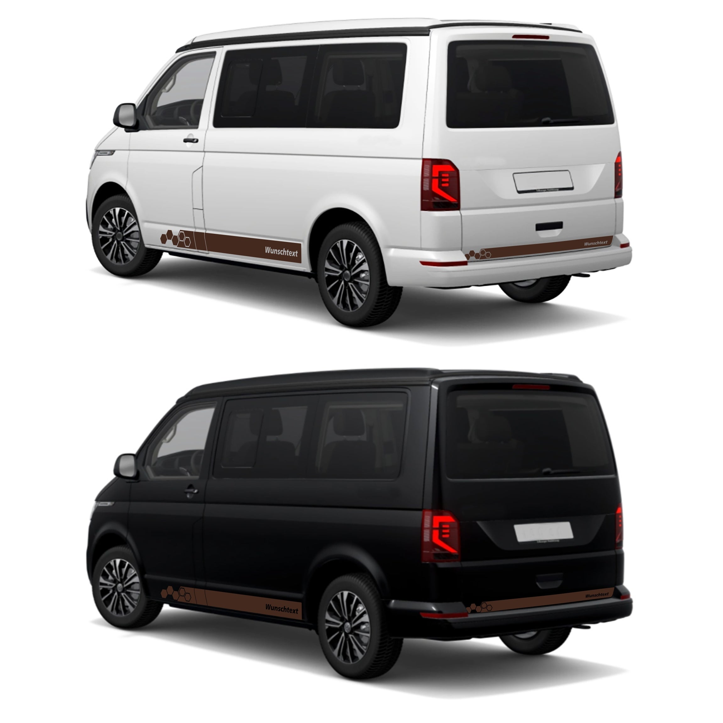 Seitenstreifen WABEN Aufkleber passend für VW T6.1, T6, T5, Multivan, Bulli, Transporter - WUNSCHTEXT - FOTOFOL