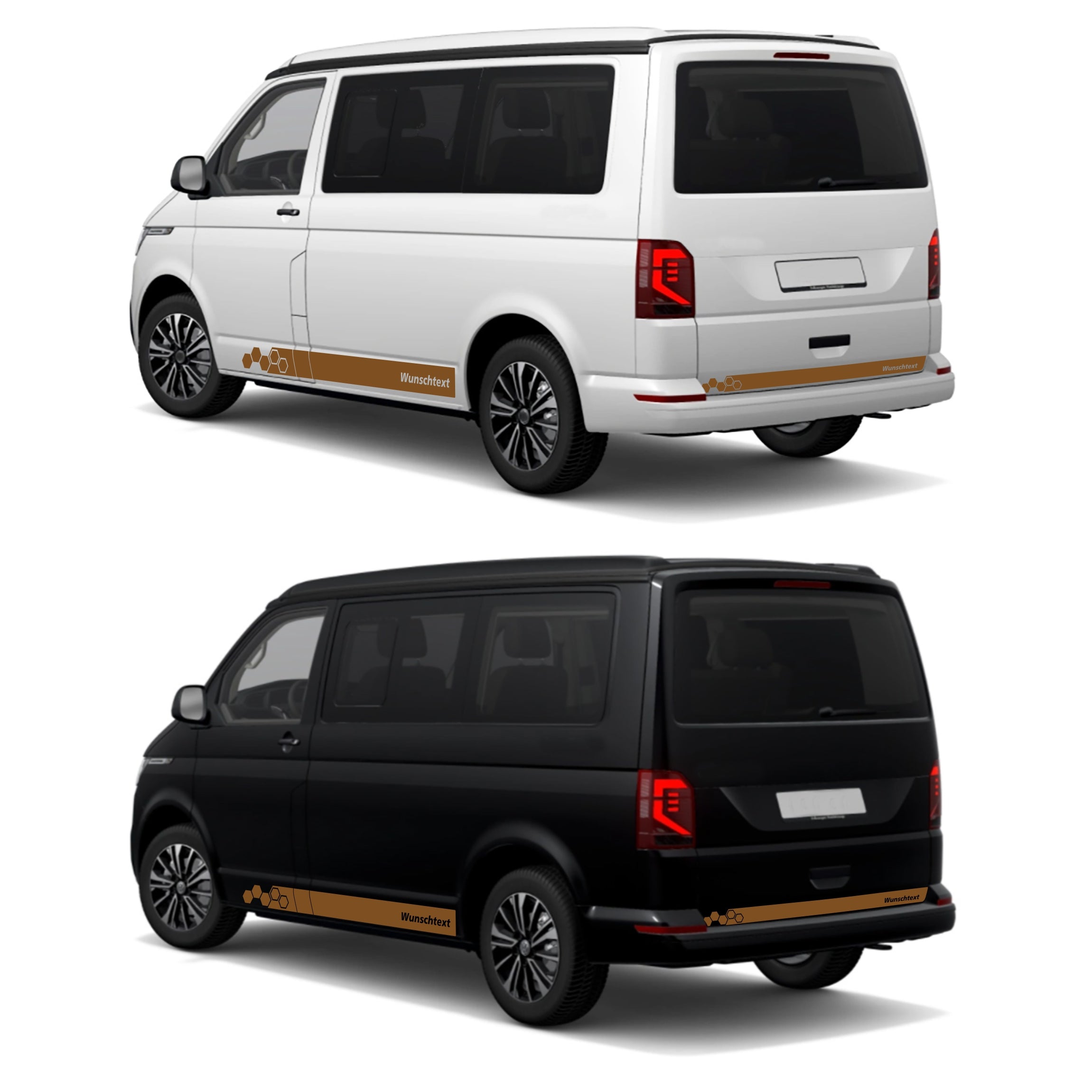 Seitenstreifen WABEN Aufkleber passend für VW T6.1, T6, T5, Multivan, Bulli, Transporter - WUNSCHTEXT - FOTOFOL