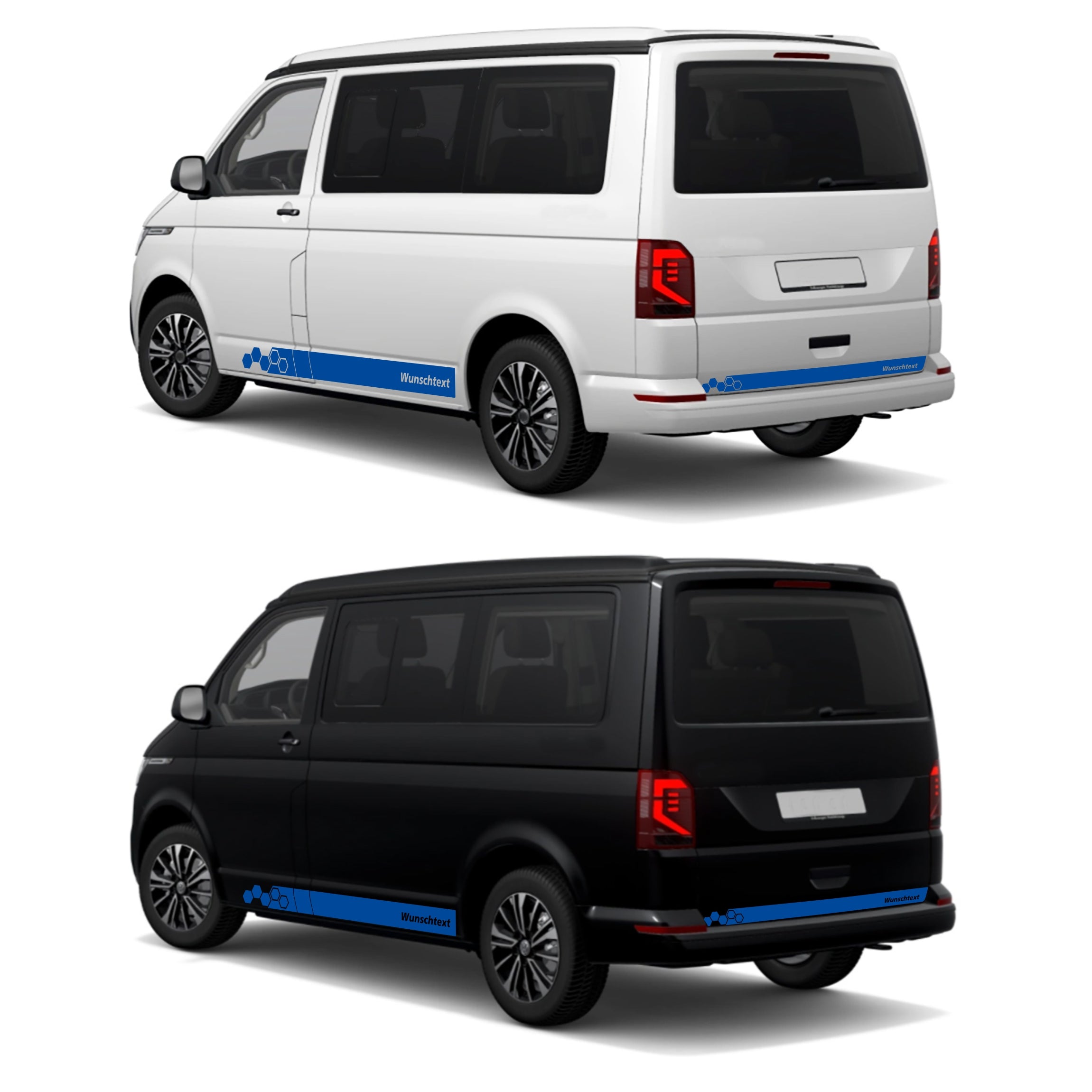 Seitenstreifen WABEN Aufkleber passend für VW T6.1, T6, T5, Multivan, Bulli, Transporter - WUNSCHTEXT - FOTOFOL