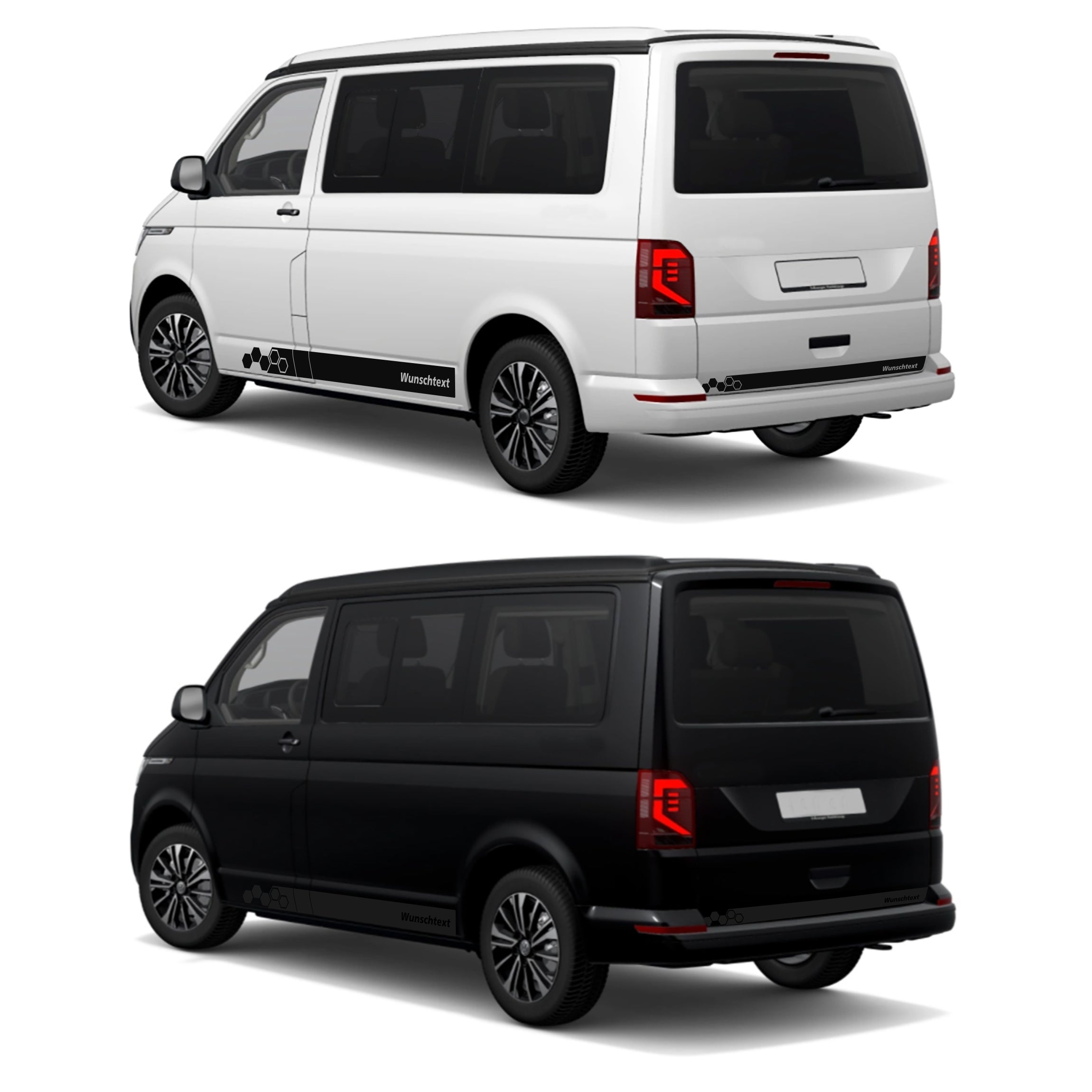 Seitenstreifen WABEN Aufkleber passend für VW T6.1, T6, T5, Multivan, Bulli, Transporter - WUNSCHTEXT - FOTOFOL