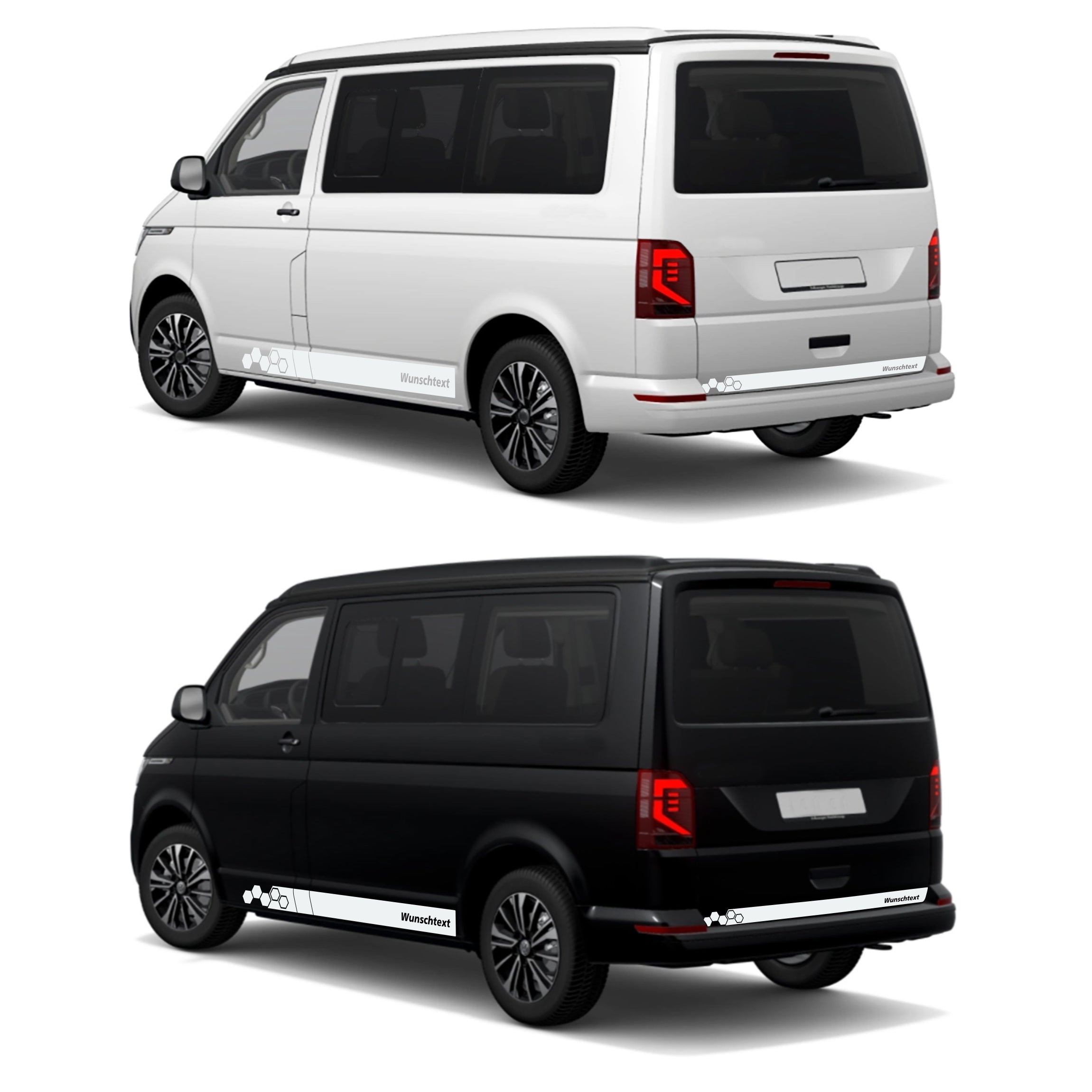 Seitenstreifen WABEN Aufkleber passend für VW T6.1, T6, T5, Multivan, Bulli, Transporter - WUNSCHTEXT - FOTOFOL
