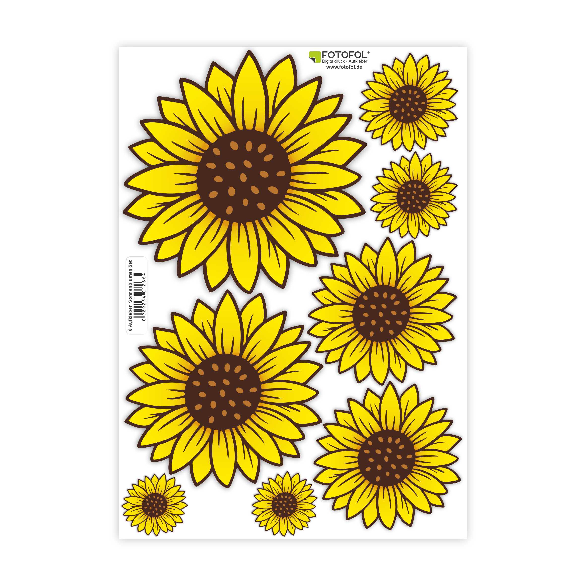 Sonnenblumen Aufkleber Set - für Auto, Fahrzeuge, Roller, Moped, Motorrad-Helm, Fahrrad, Laptop, Smartphone - FOTOFOL