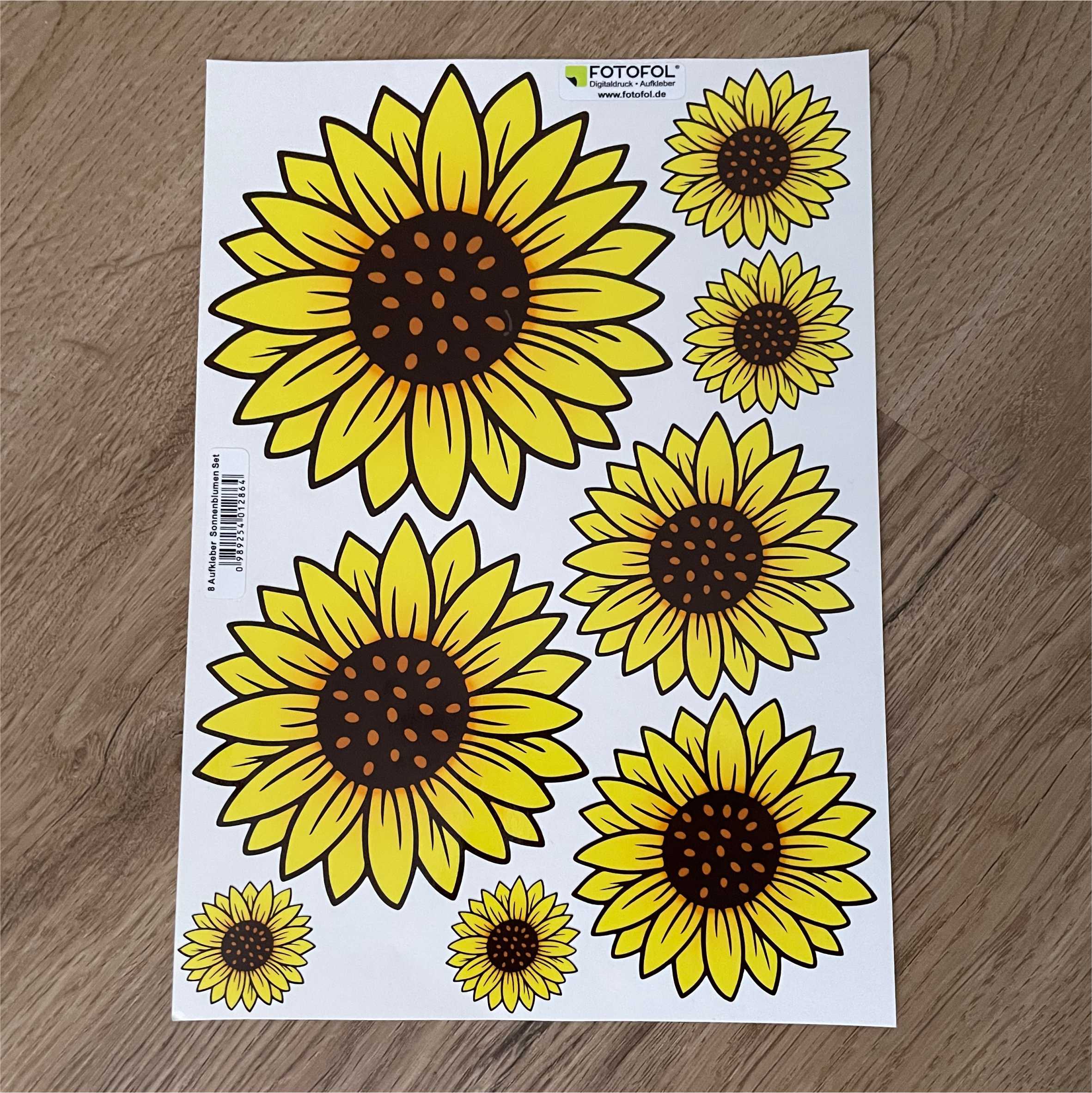 Sonnenblumen Aufkleber Set - für Auto, Fahrzeuge, Roller, Moped, Motorrad-Helm, Fahrrad, Laptop, Smartphone - FOTOFOL