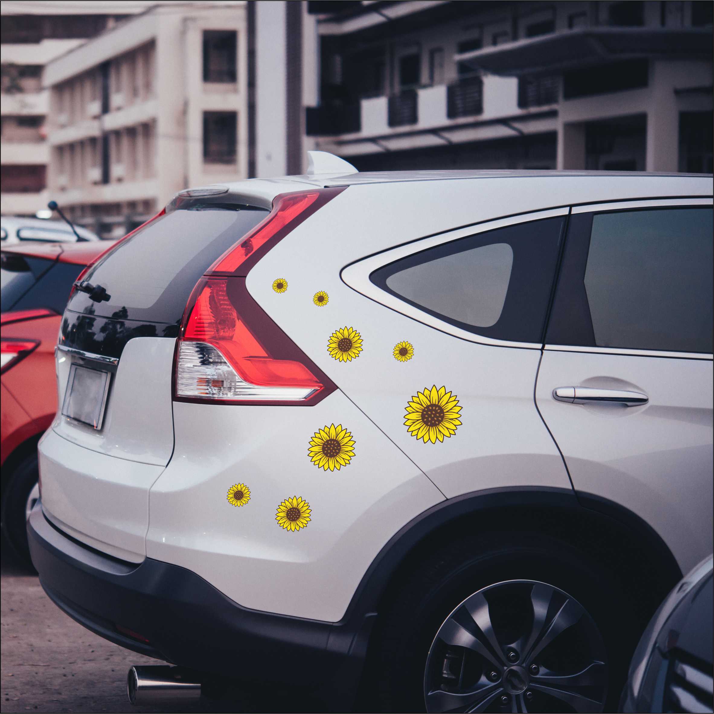 Sonnenblumen Aufkleber Set - für Auto, Fahrzeuge, Roller, Moped, Motorrad-Helm, Fahrrad, Laptop, Smartphone - FOTOFOL