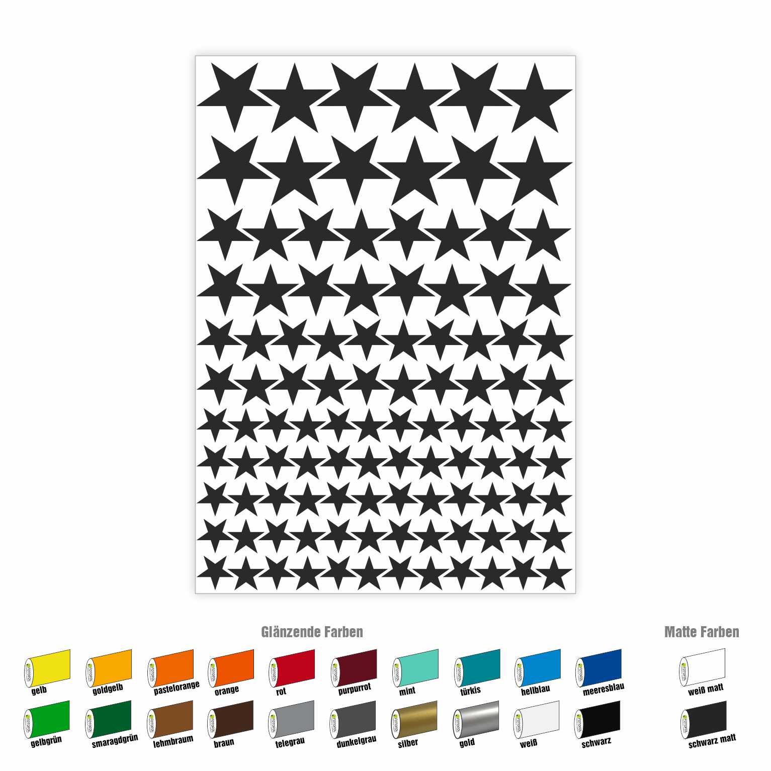 Aufkleber Sticker Sterne Fahrrad, Motorrad, Helm, Möbel, Schultüte, Trinkflasche, Skateboard - FOTOFOL