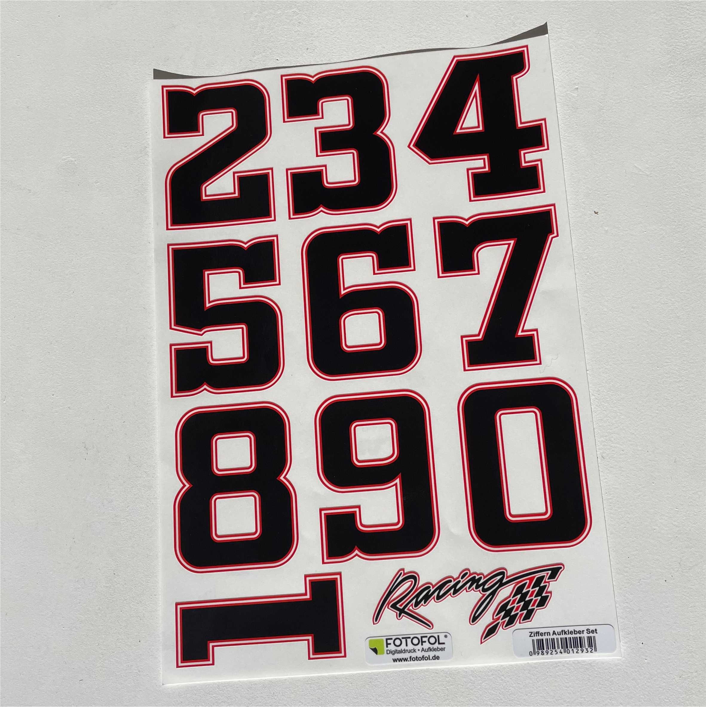 Ziffern Startnummer Aufkleber - Höhe 8cm- Motorrad, Race, Motocross, MX Racing, Enduro Bike, Auto, Quad, Roller, Scooter - FOTOFOL