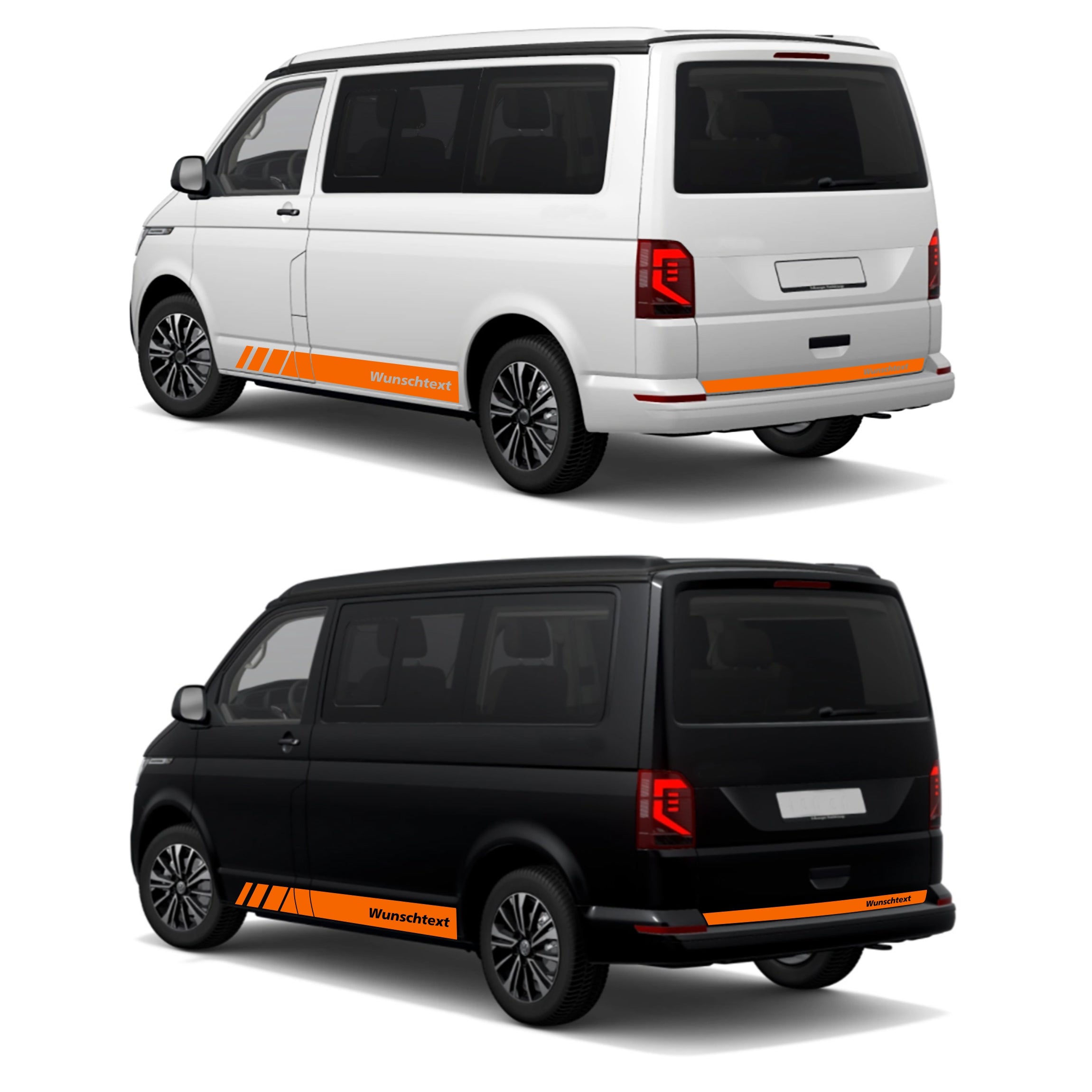 Seitenstreifen passend für VW T6.1, T6, T5, Multivan, Bulli, Wunschtext, Seitenaufkleber  + Rakel - FOTOFOL