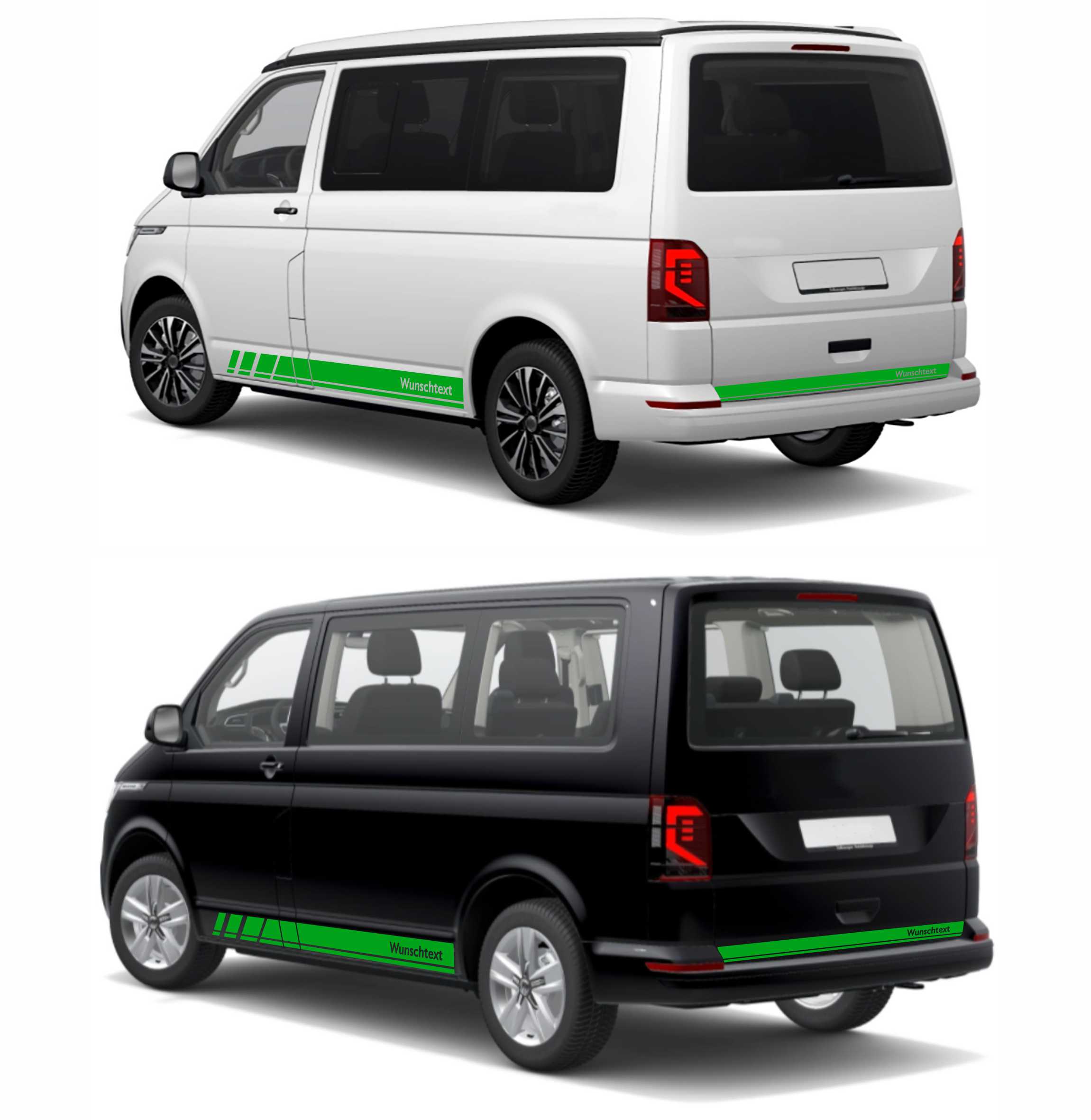 Seitenstreifen Zierstreifen passend für VW T6.1, T6, T5, Multivan, Bulli, Wunschtext, Seitenaufkleber + Rakel - FOTOFOL