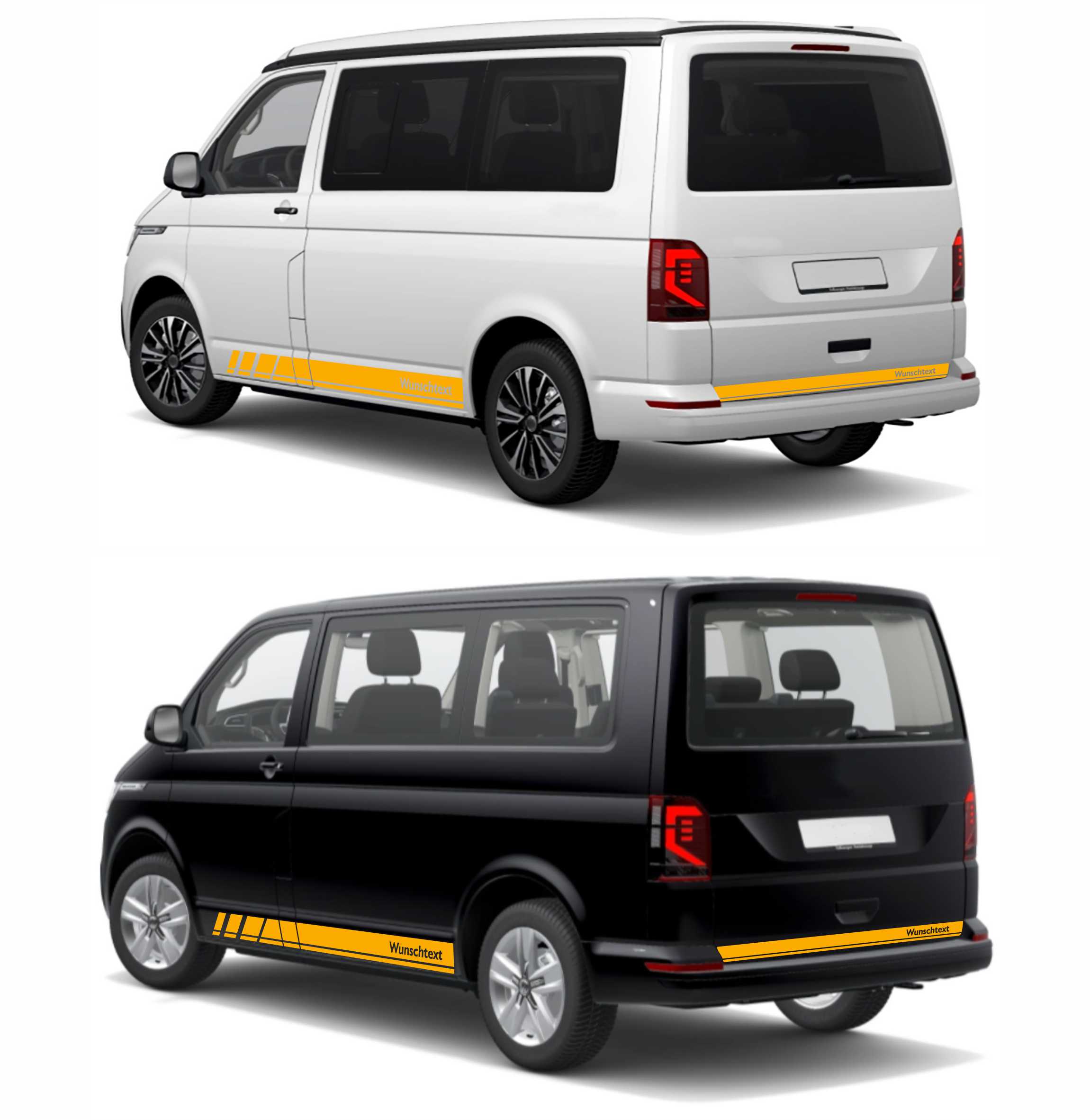 Seitenstreifen Zierstreifen passend für VW T6.1, T6, T5, Multivan, Bulli, Wunschtext, Seitenaufkleber + Rakel - FOTOFOL