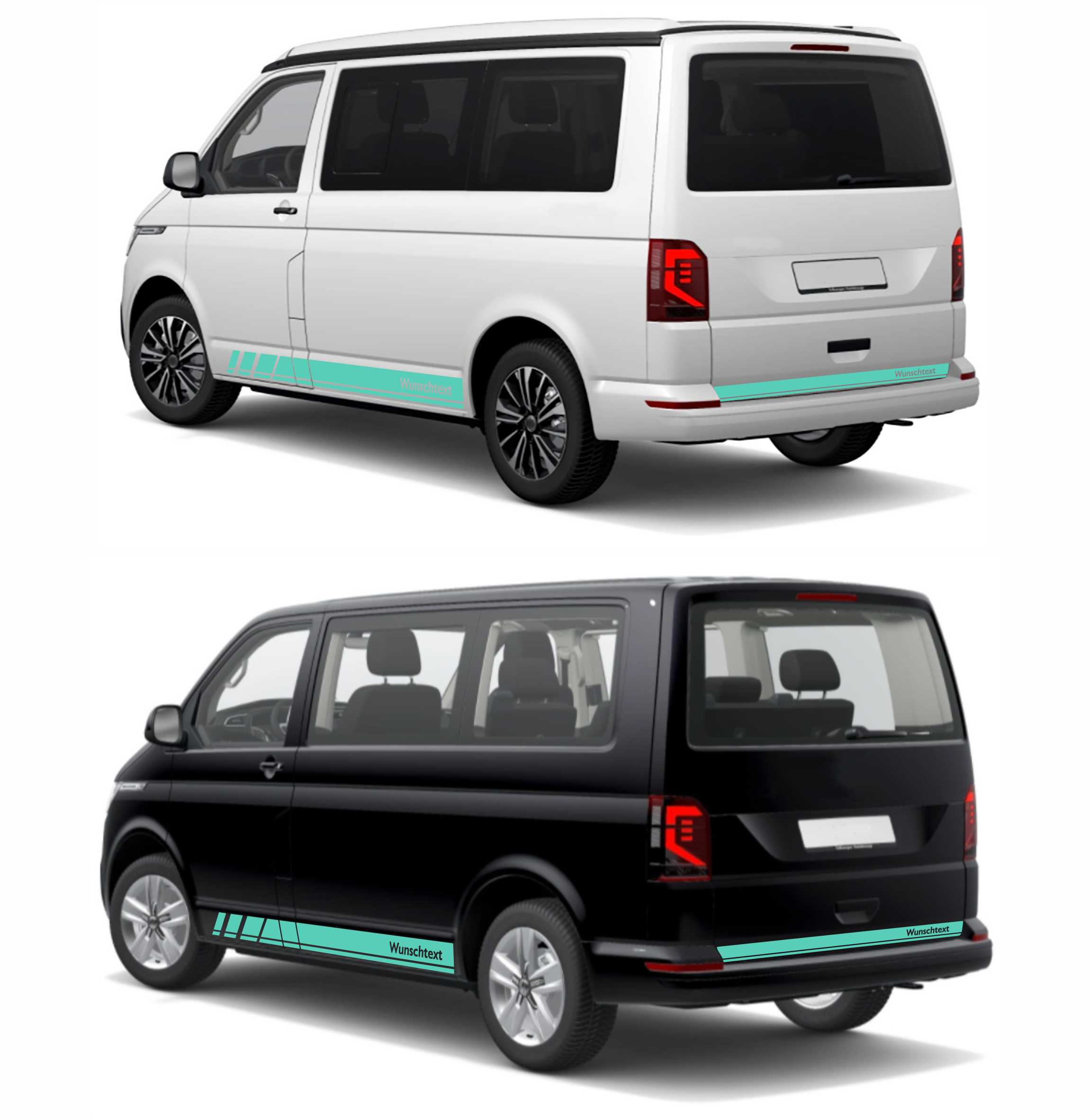 Seitenstreifen Zierstreifen passend für VW T6.1, T6, T5, Multivan, Bulli, Wunschtext, Seitenaufkleber + Rakel - FOTOFOL