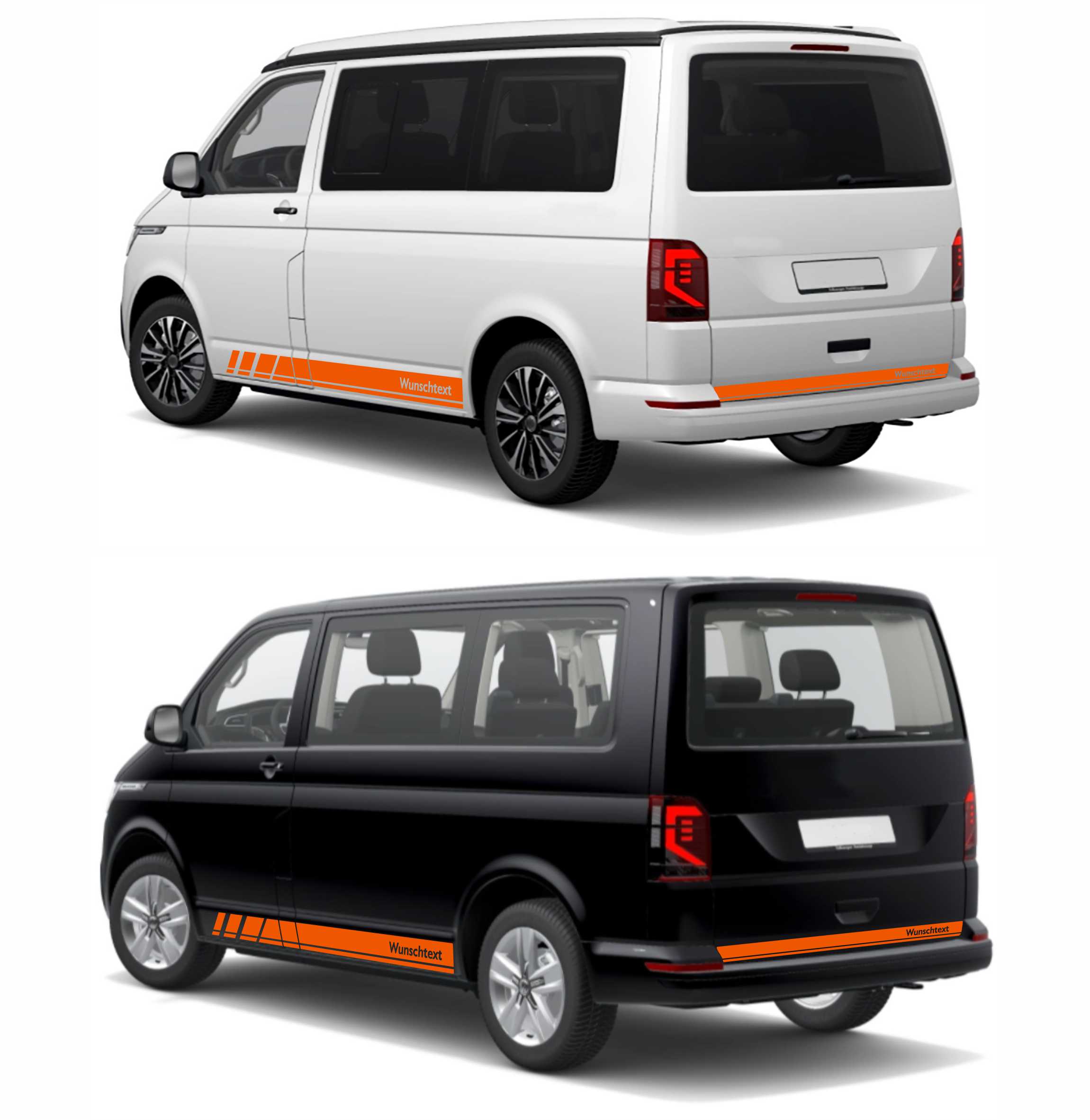 Seitenstreifen Zierstreifen passend für VW T6.1, T6, T5, Multivan, Bulli, Wunschtext, Seitenaufkleber + Rakel - FOTOFOL