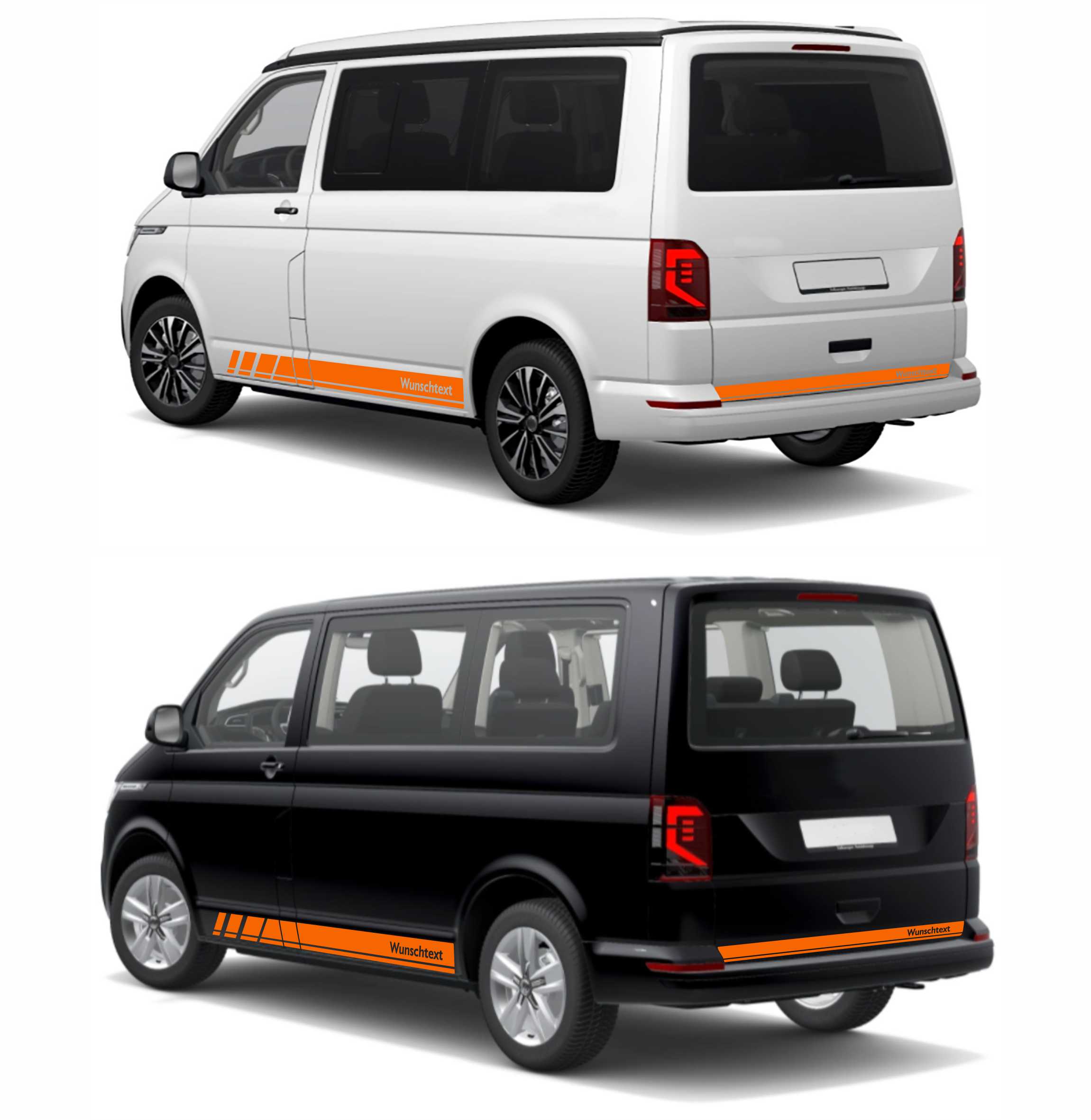 Seitenstreifen Zierstreifen passend für VW T6.1, T6, T5, Multivan, Bulli, Wunschtext, Seitenaufkleber + Rakel - FOTOFOL
