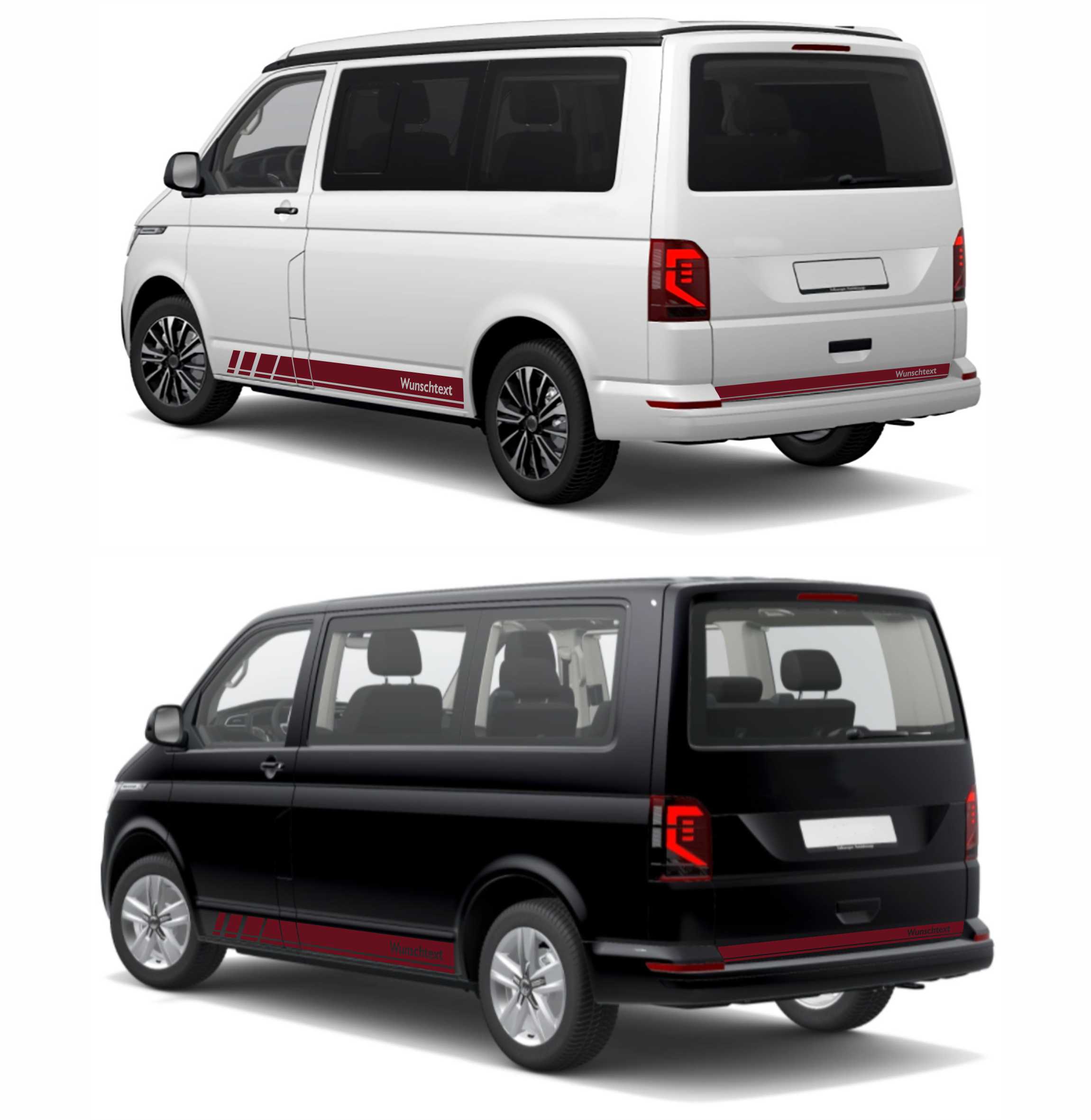 Seitenstreifen Zierstreifen passend für VW T6.1, T6, T5, Multivan, Bulli, Wunschtext, Seitenaufkleber + Rakel - FOTOFOL