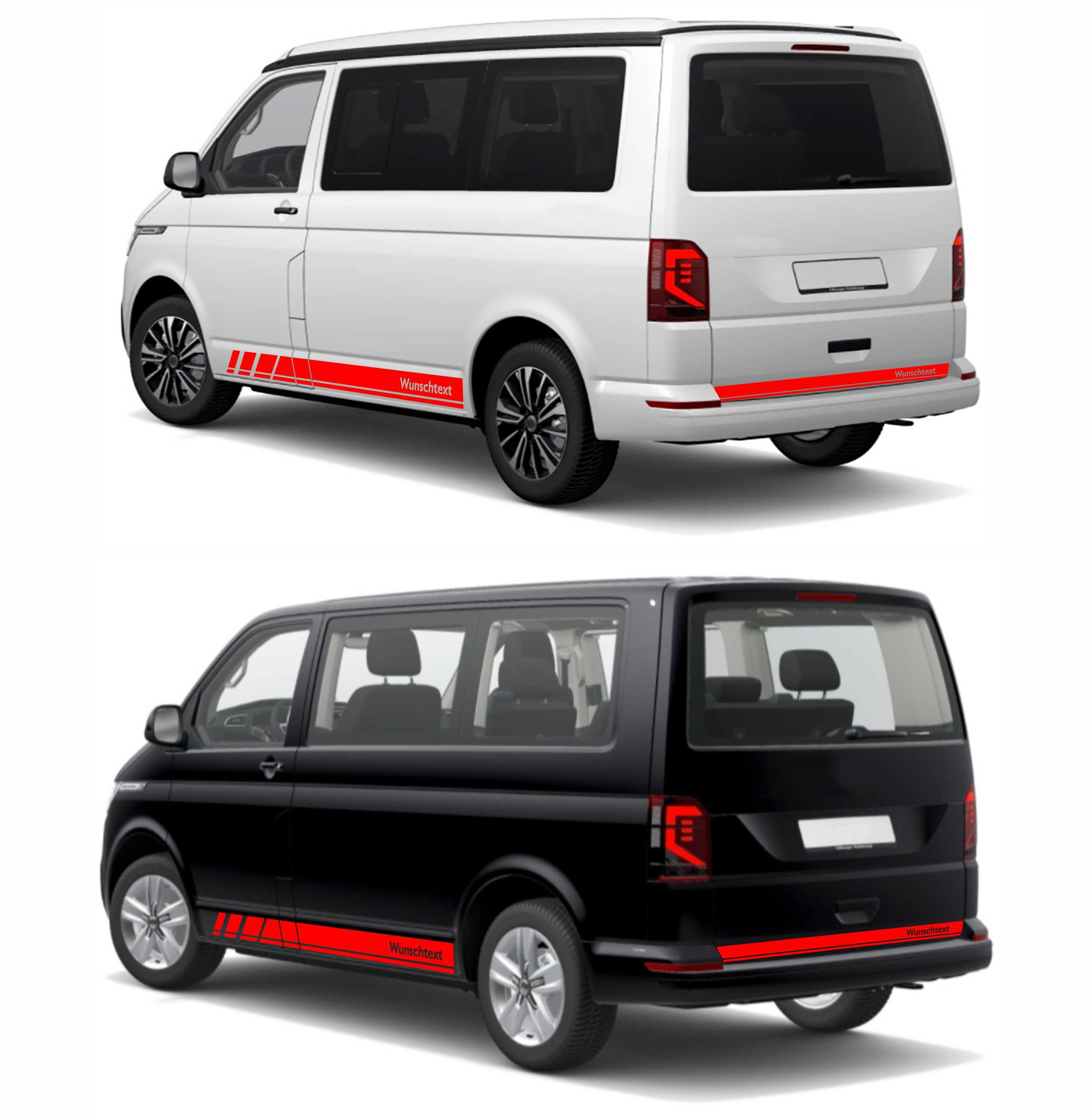 Seitenstreifen Zierstreifen passend für VW T6.1, T6, T5, Multivan, Bulli, Wunschtext, Seitenaufkleber + Rakel - FOTOFOL