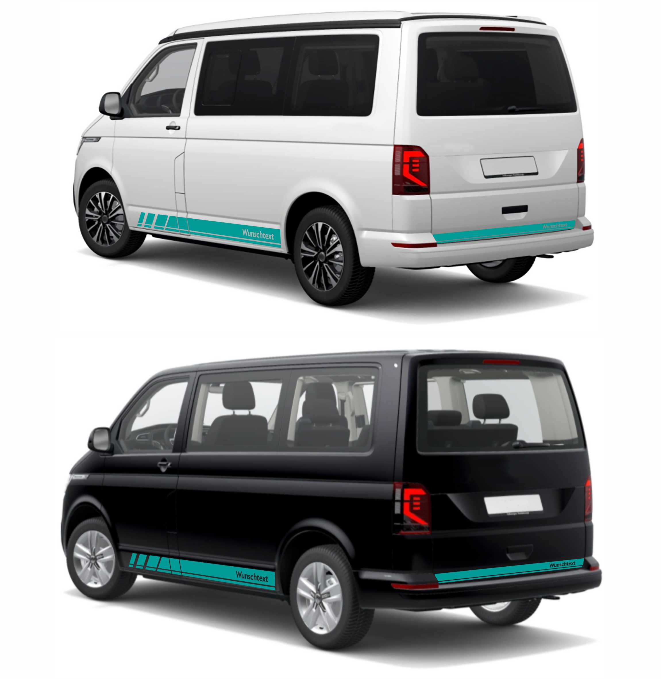 Seitenstreifen Zierstreifen passend für VW T6.1, T6, T5, Multivan, Bulli, Wunschtext, Seitenaufkleber + Rakel - FOTOFOL