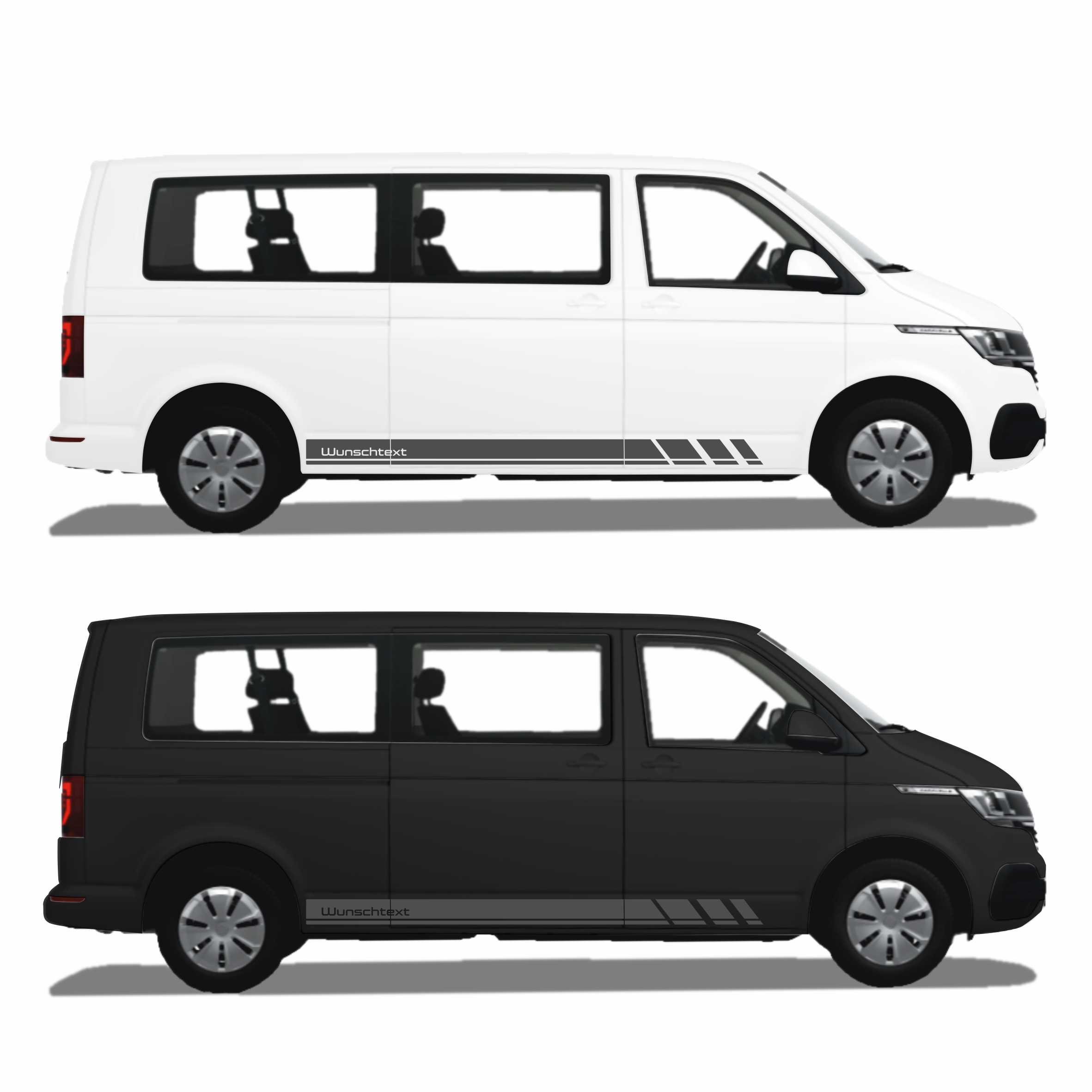 Seitenstreifen Zierstreifen passend für VW T6.1, T6, T5, Multivan, Bulli, Wunschtext, Seitenaufkleber + Rakel - FOTOFOL