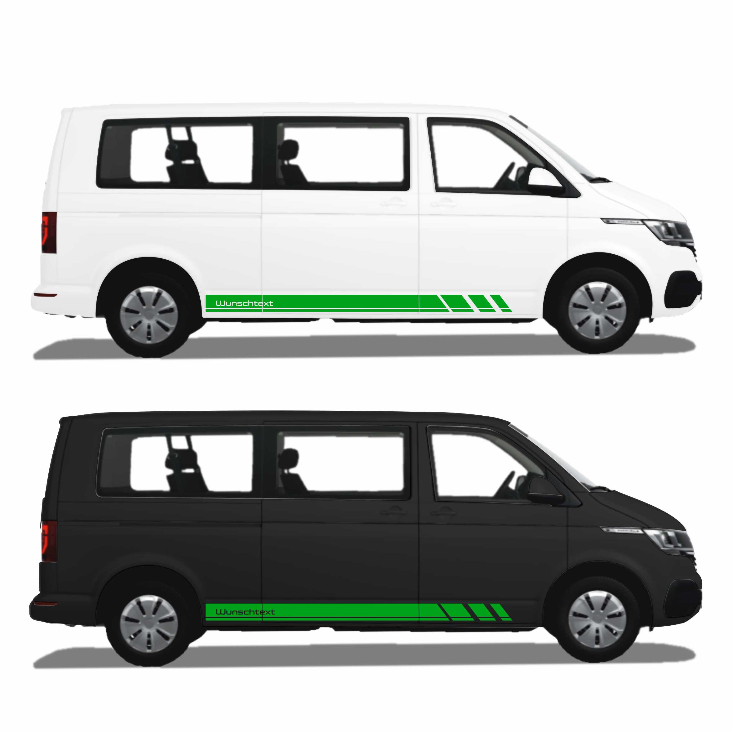 Seitenstreifen Zierstreifen passend für VW T6.1, T6, T5, Multivan, Bulli, Wunschtext, Seitenaufkleber + Rakel - FOTOFOL