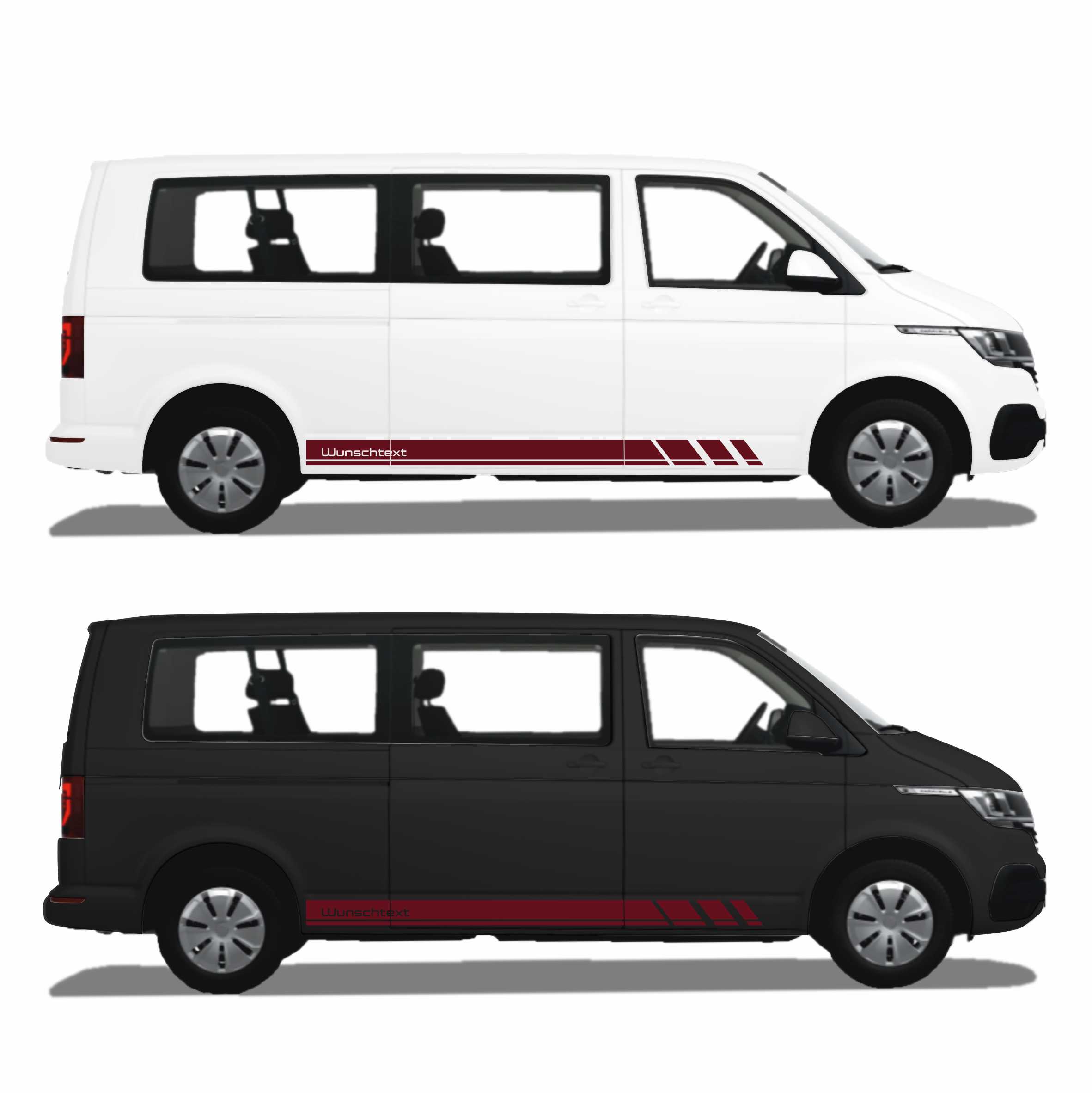 Seitenstreifen Zierstreifen passend für VW T6.1, T6, T5, Multivan, Bulli, Wunschtext, Seitenaufkleber + Rakel - FOTOFOL