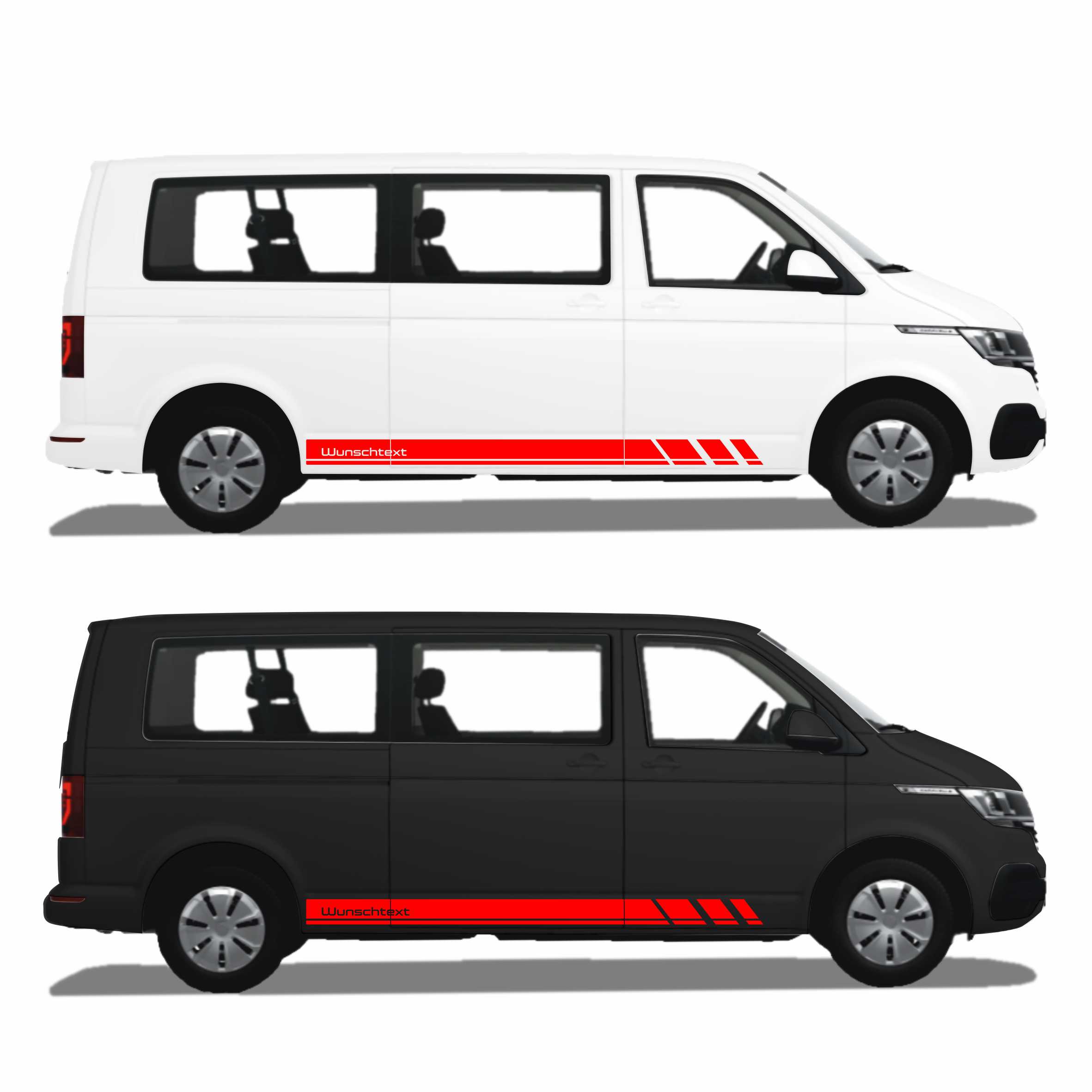 Seitenstreifen Zierstreifen passend für VW T6.1, T6, T5, Multivan, Bulli, Wunschtext, Seitenaufkleber + Rakel - FOTOFOL