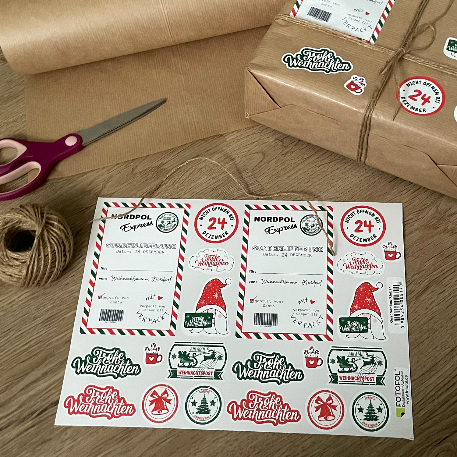 Set Aufkleber Weihnachten Geschenkaufkleber selbstklebend - Etiketten für Geschenke - Sticker Aufkleber Etiketten Geschenkaufkleber Verpacken - FOTOFOL