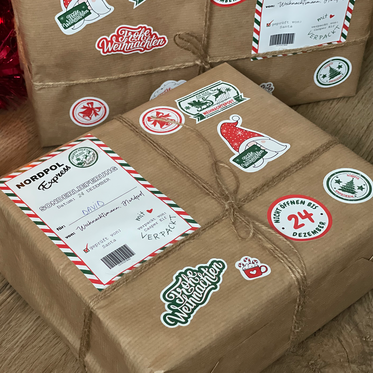 Set Aufkleber Weihnachten Geschenkaufkleber selbstklebend - Etiketten für Geschenke - Sticker Aufkleber Etiketten Geschenkaufkleber Verpacken - FOTOFOL