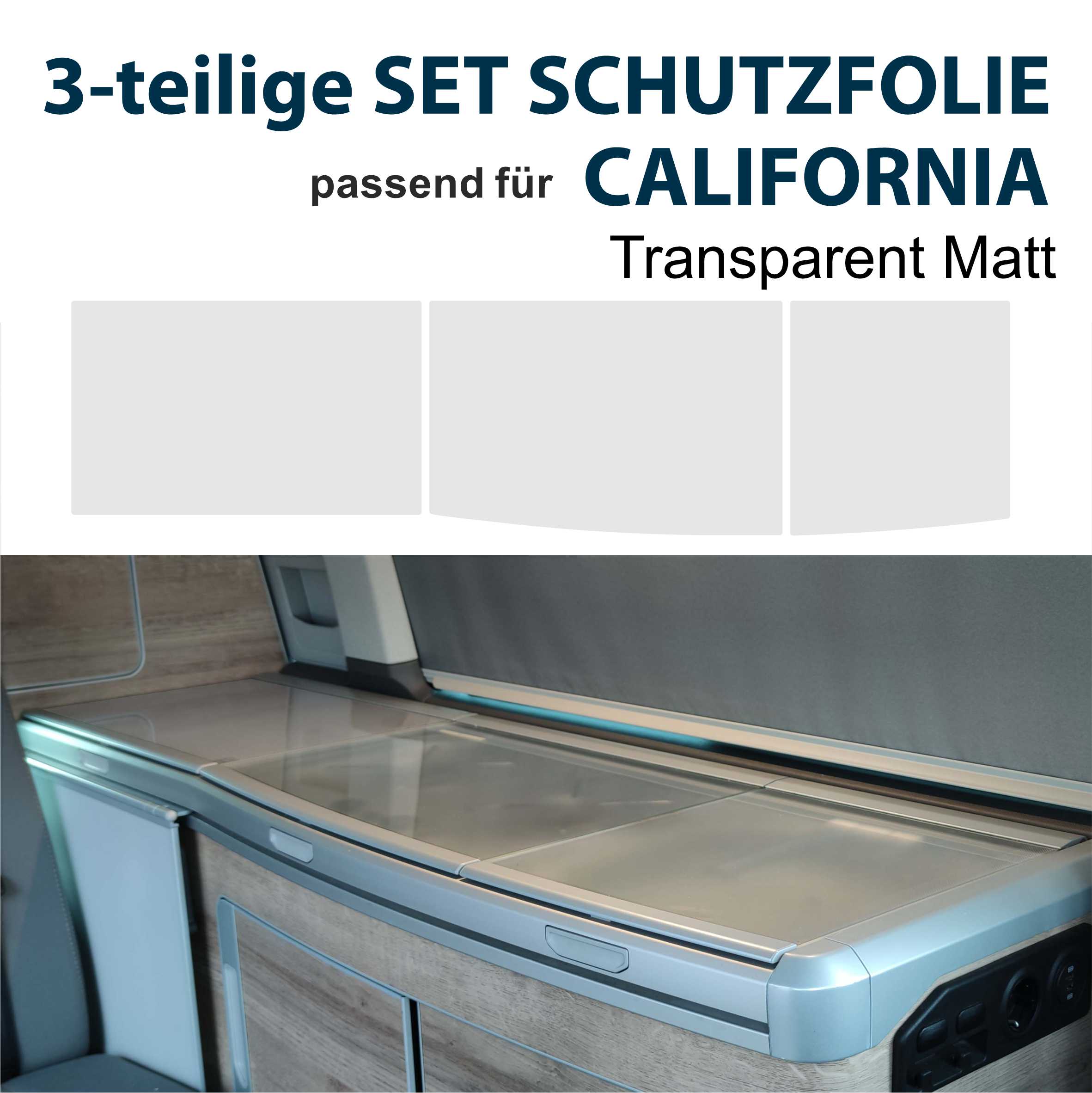 Schutzfolien Auto-Set, passend für VW T6.1 oder T6 California - Schutz für Glass-Abdeckung vom Kühlschrank, Kochfeld, Spülbecken mit verschiedenen Motiven - FOTOFOL