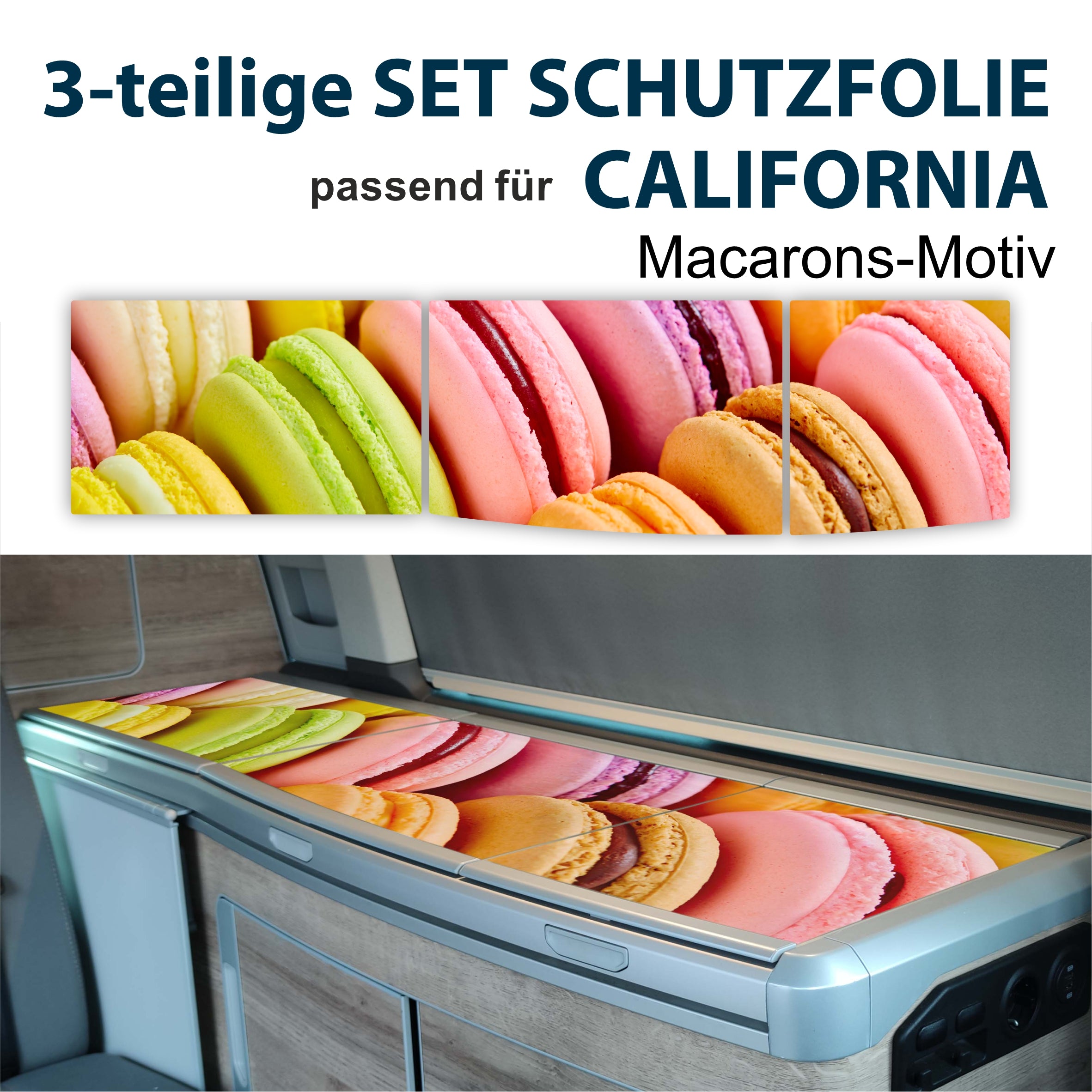 Schutzfolien Auto-Set, passend für VW T6.1 oder T6 California - Schutz für Glass-Abdeckung vom Kühlschrank, Kochfeld, Spülbecken mit verschiedenen Motiven - FOTOFOL