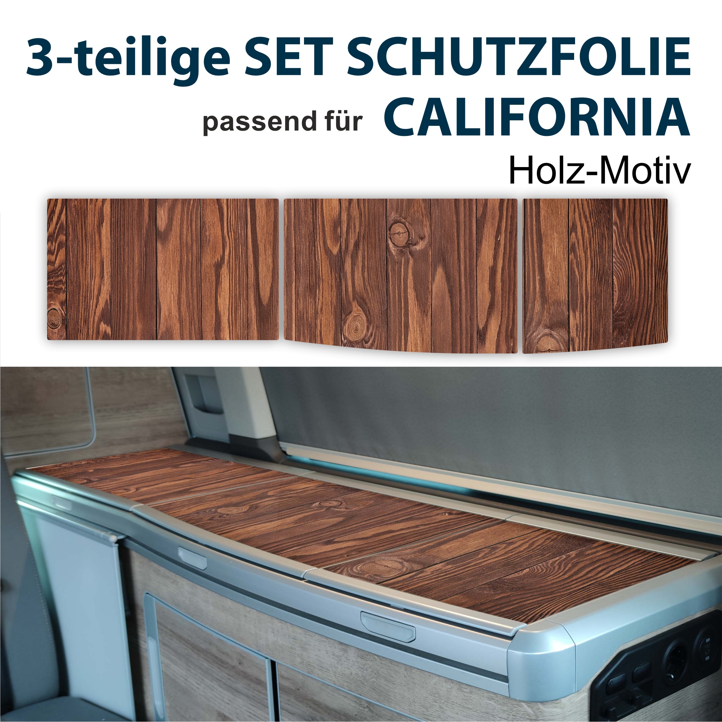 Schutzfolien Auto-Set, passend für VW T6.1 oder T6 California - Schutz für Glass-Abdeckung vom Kühlschrank, Kochfeld, Spülbecken mit verschiedenen Motiven - FOTOFOL