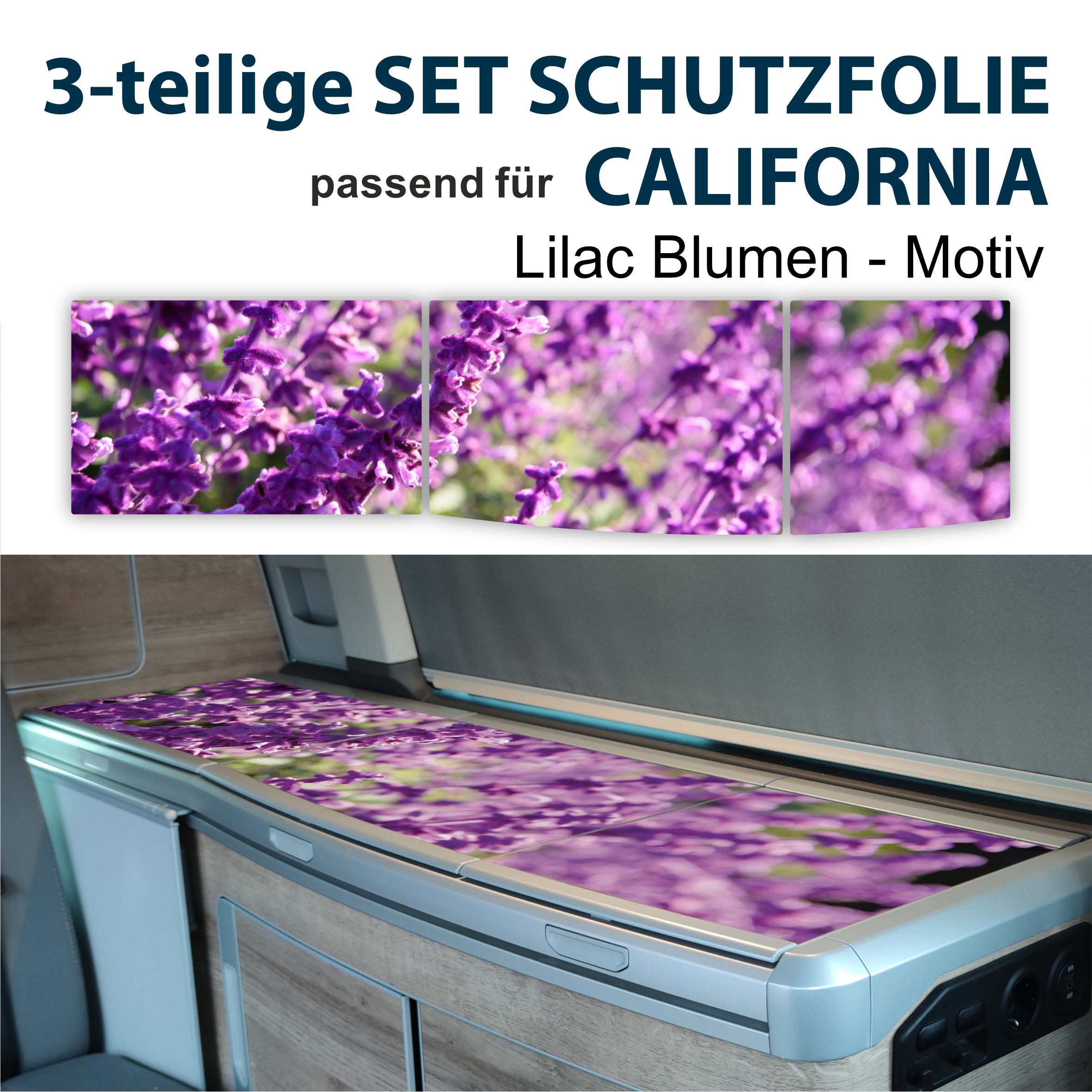 Schutzfolien Auto-Set, passend für VW T6.1 oder T6 California - Schutz für Glass-Abdeckung vom Kühlschrank, Kochfeld, Spülbecken mit verschiedenen Motiven - FOTOFOL