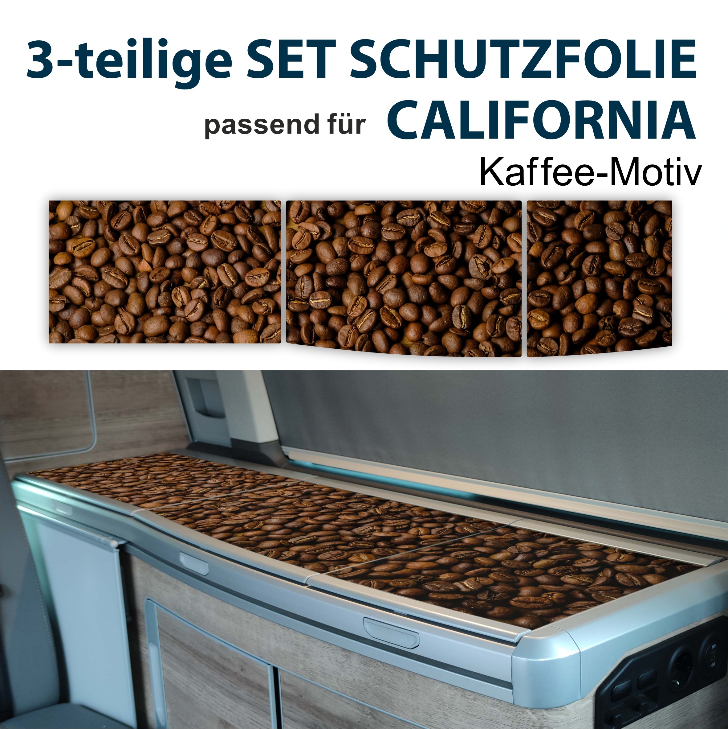 Schutzfolien Auto-Set, passend für VW T6.1 oder T6 California - Schutz für Glass-Abdeckung vom Kühlschrank, Kochfeld, Spülbecken mit verschiedenen Motiven - FOTOFOL