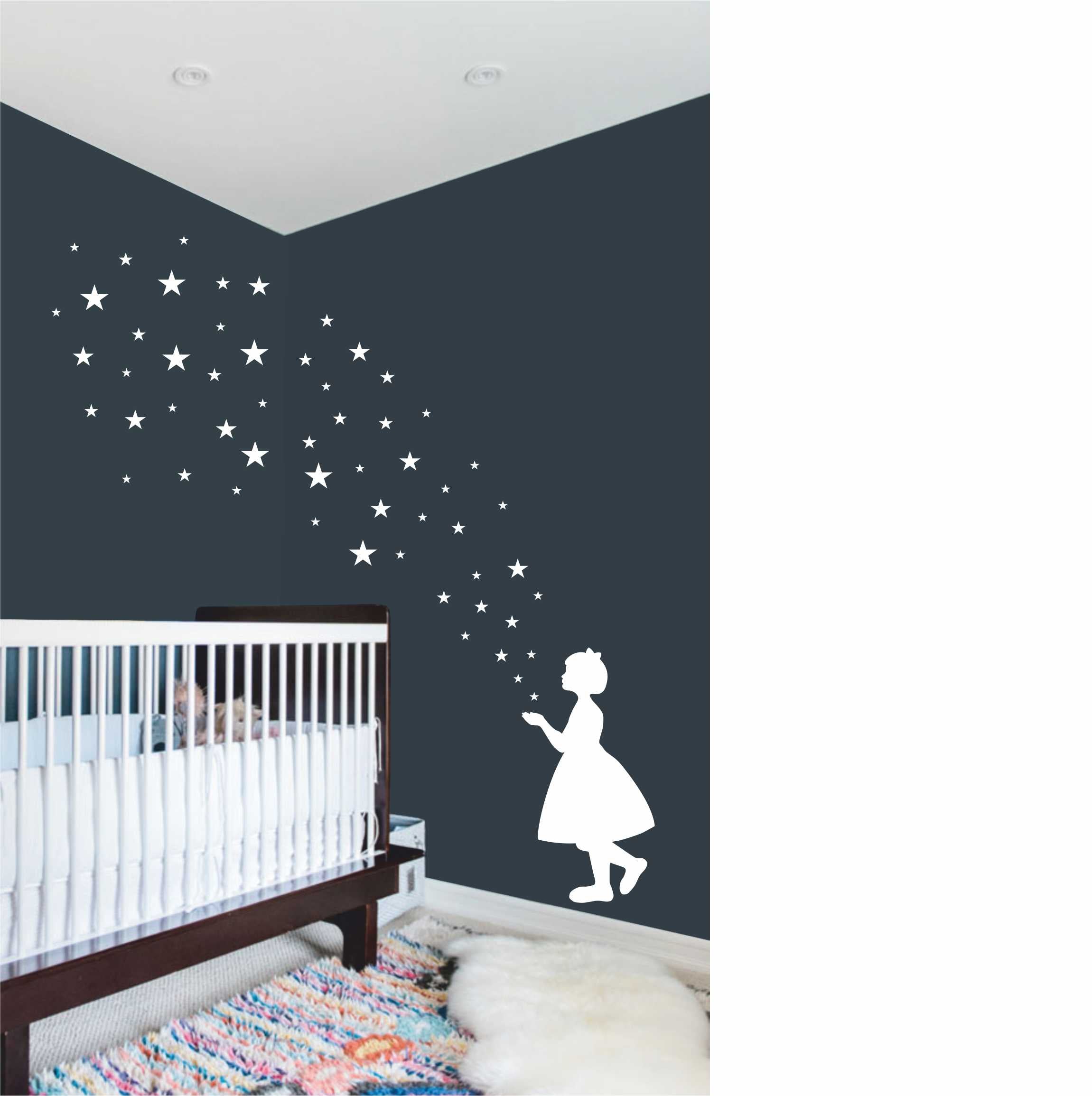 Leuchtaufkleber Fee mit Sternen leuchten fluoreszierend Sternenhimmel Aufkleber - FOTOFOL