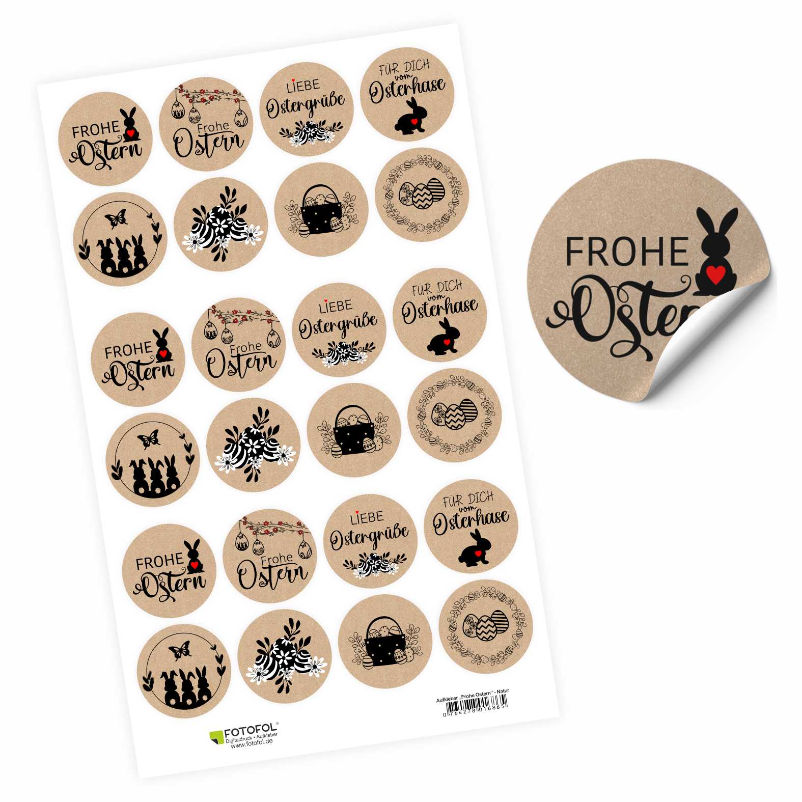 Personalisierte Aufkleber Frohe Ostern zum Basteln und Dekorieren -24 Stück - 4cm - FOTOFOL