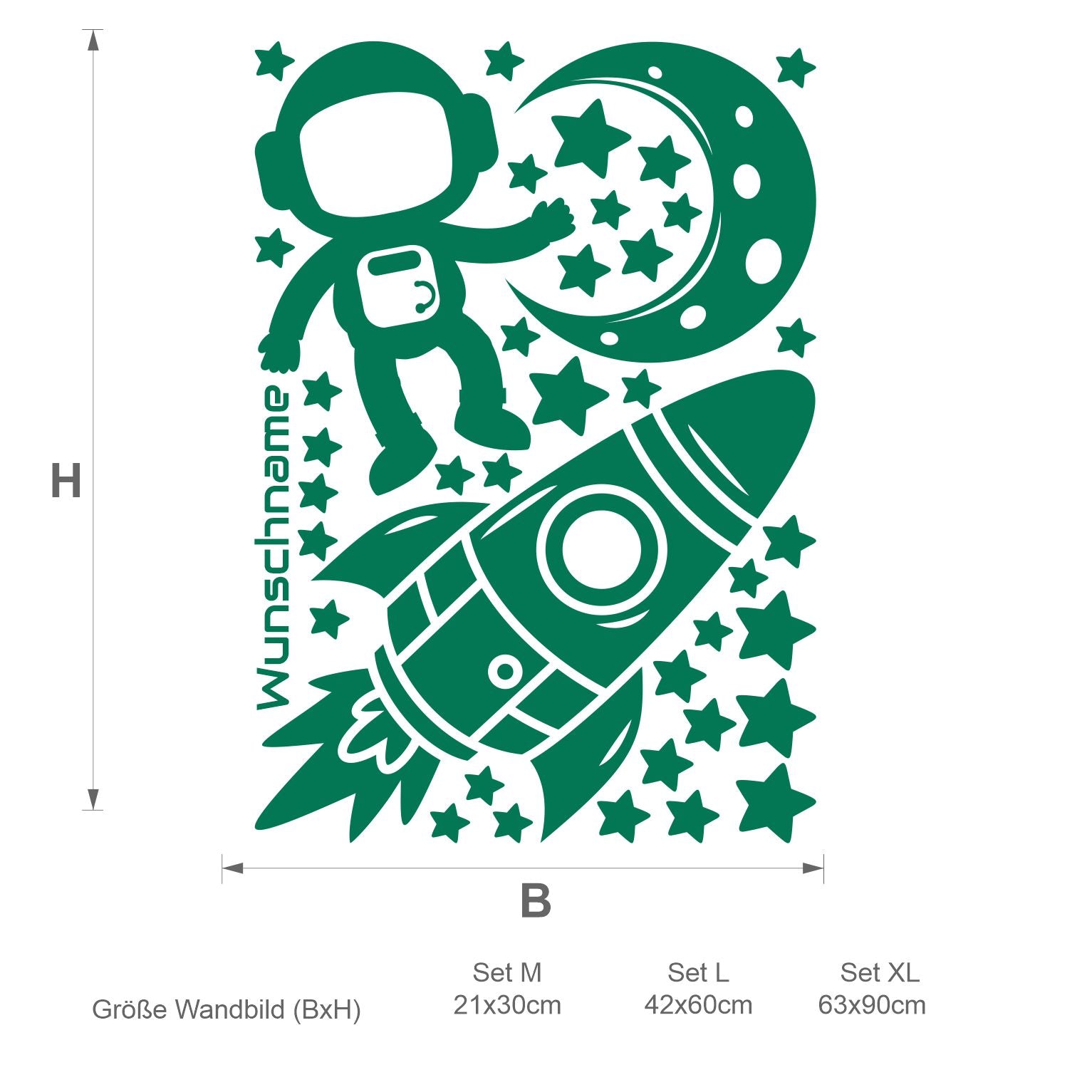 Wandtattoo Rakete mit Wunschname - FOTOFOL