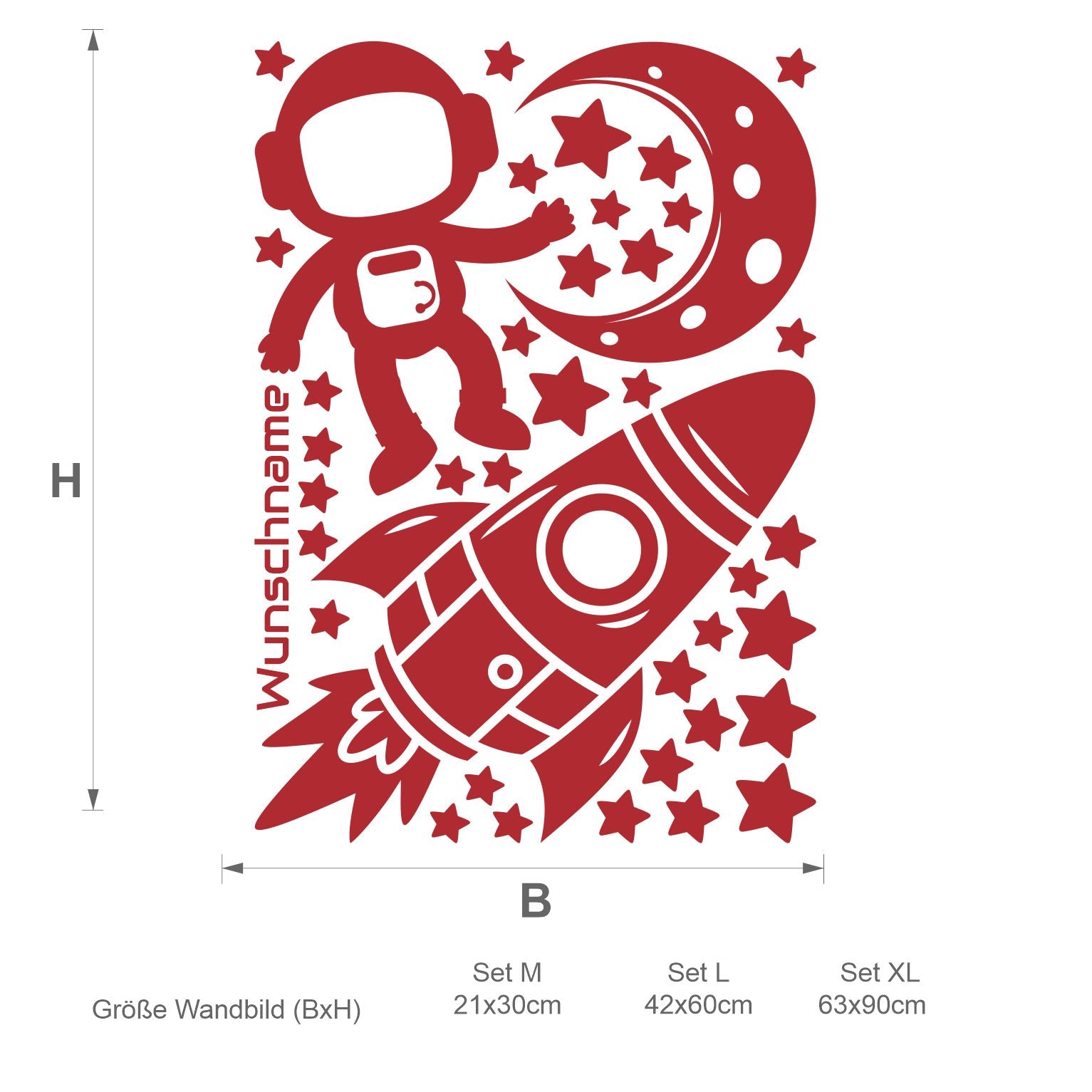 Wandtattoo Rakete mit Wunschname - FOTOFOL