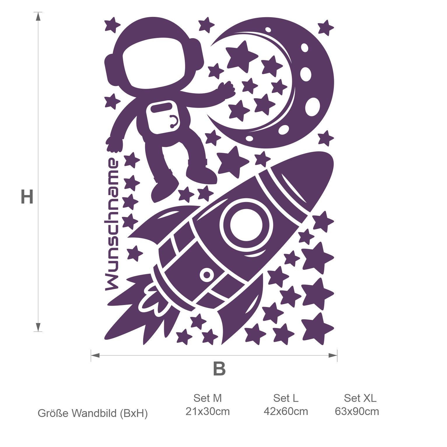 Wandtattoo Rakete mit Wunschname - FOTOFOL