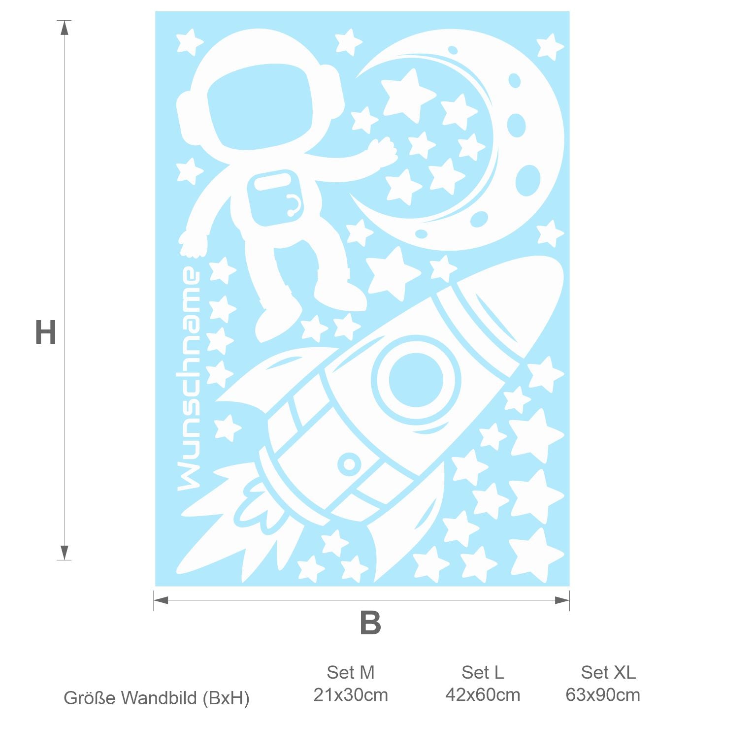 Wandtattoo Rakete mit Wunschname - FOTOFOL