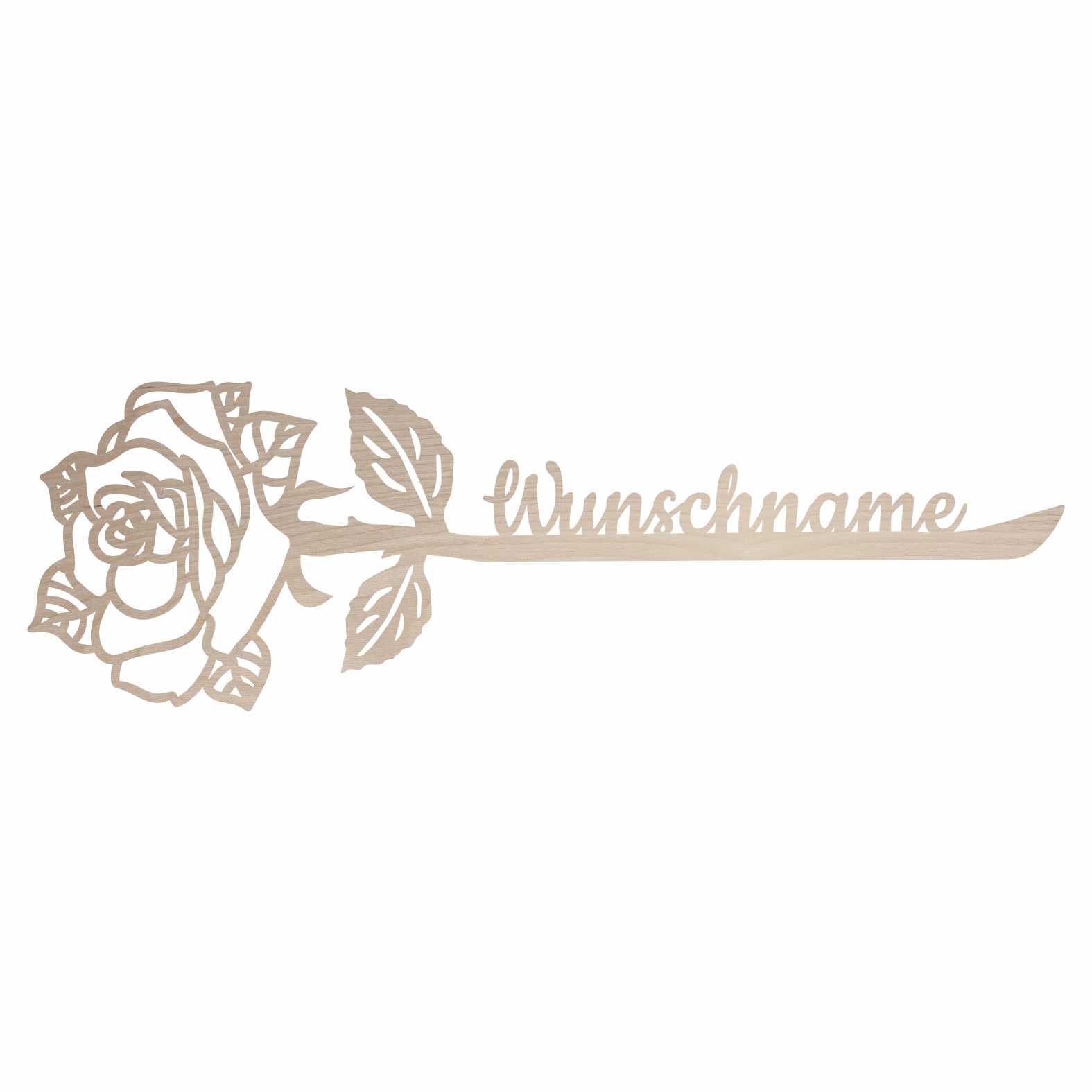 Personalisierte Rose aus Holz mit Wunschname - FOTOFOL