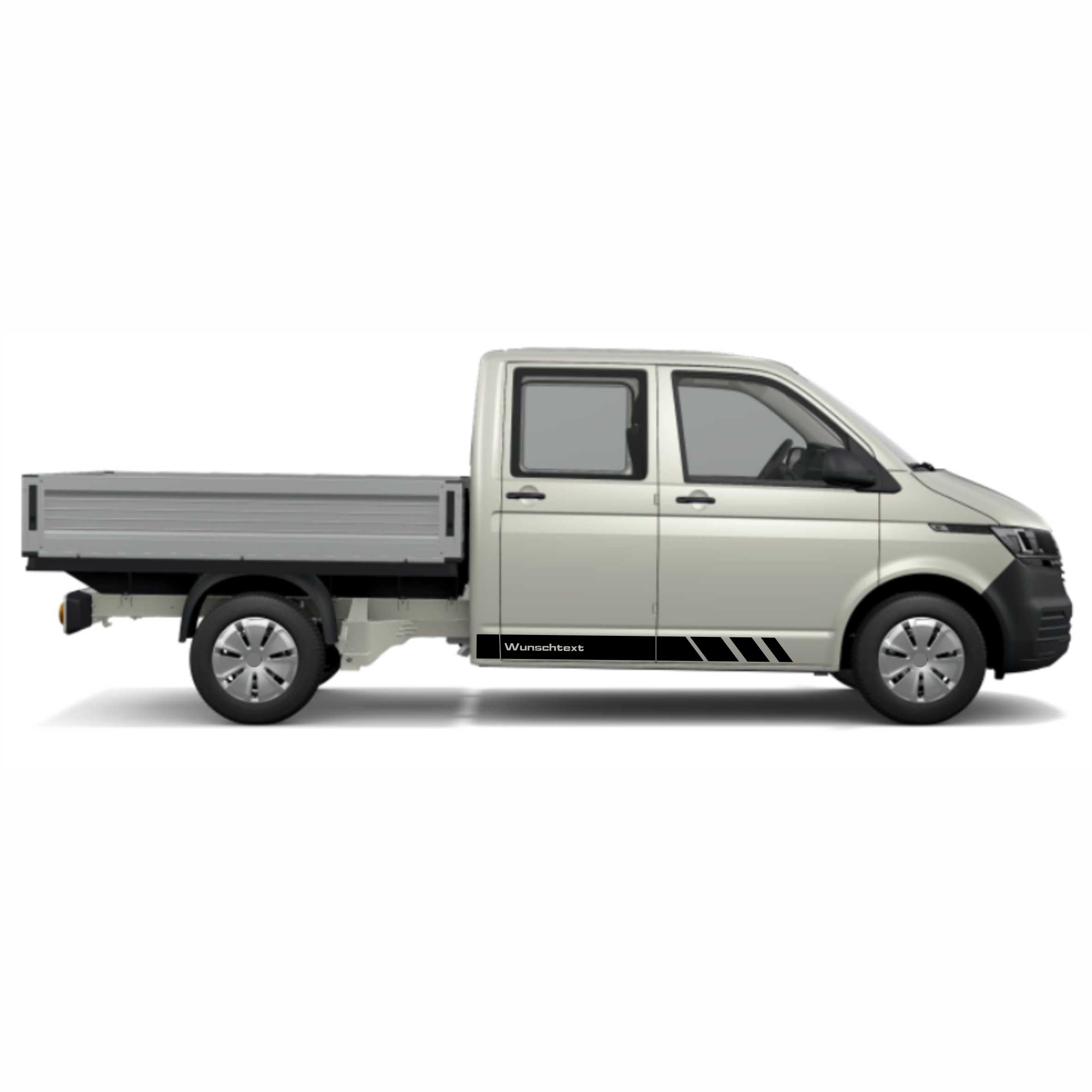 Seitenstreifen Aufkleber mit WUNSCHTEXT passend für VW Pritsche Doppelkabine - FOTOFOL