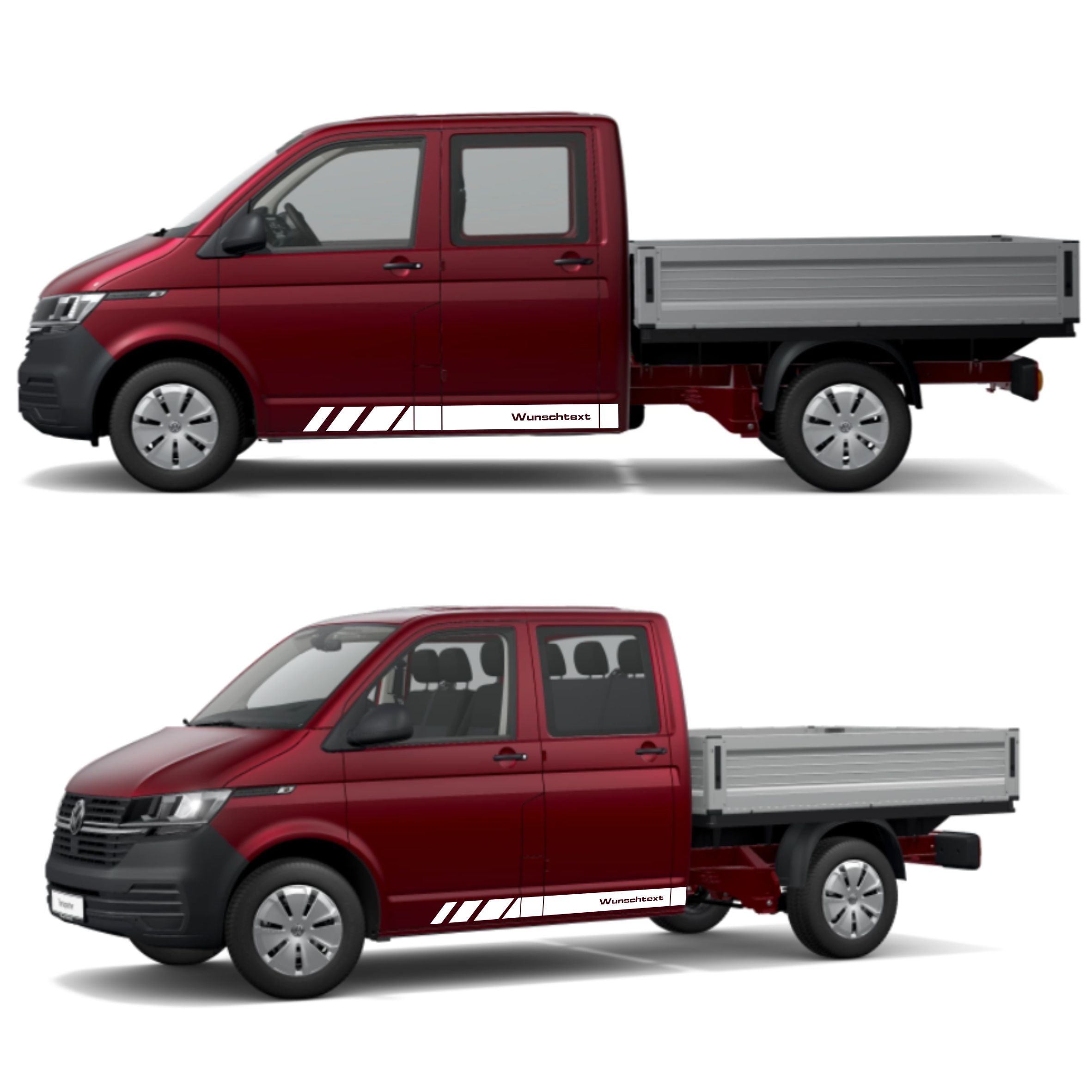 Seitenstreifen Aufkleber mit WUNSCHTEXT passend für VW Pritsche Doppelkabine - FOTOFOL