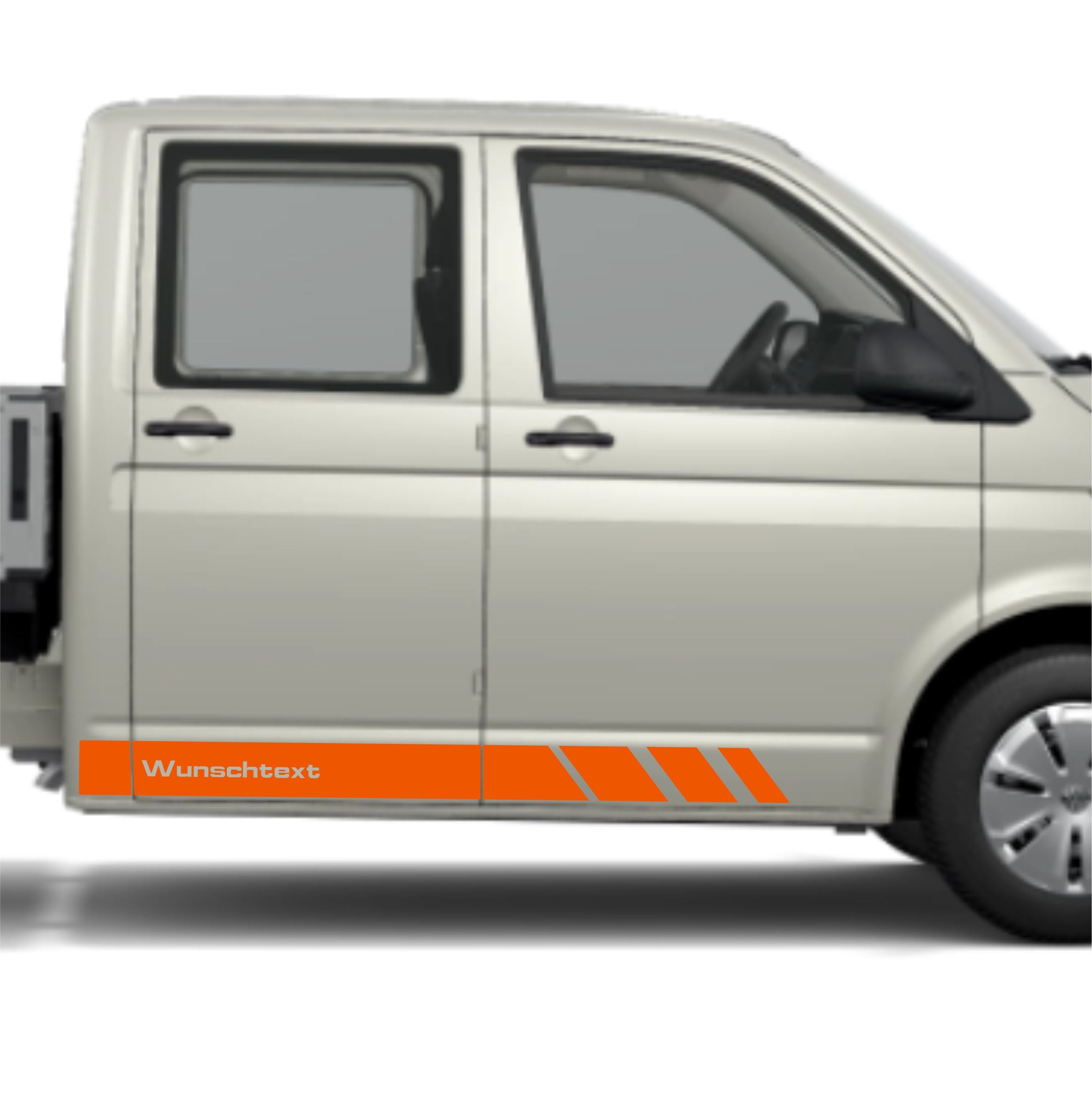 Seitenstreifen Aufkleber mit WUNSCHTEXT passend für VW Pritsche Doppelkabine - FOTOFOL