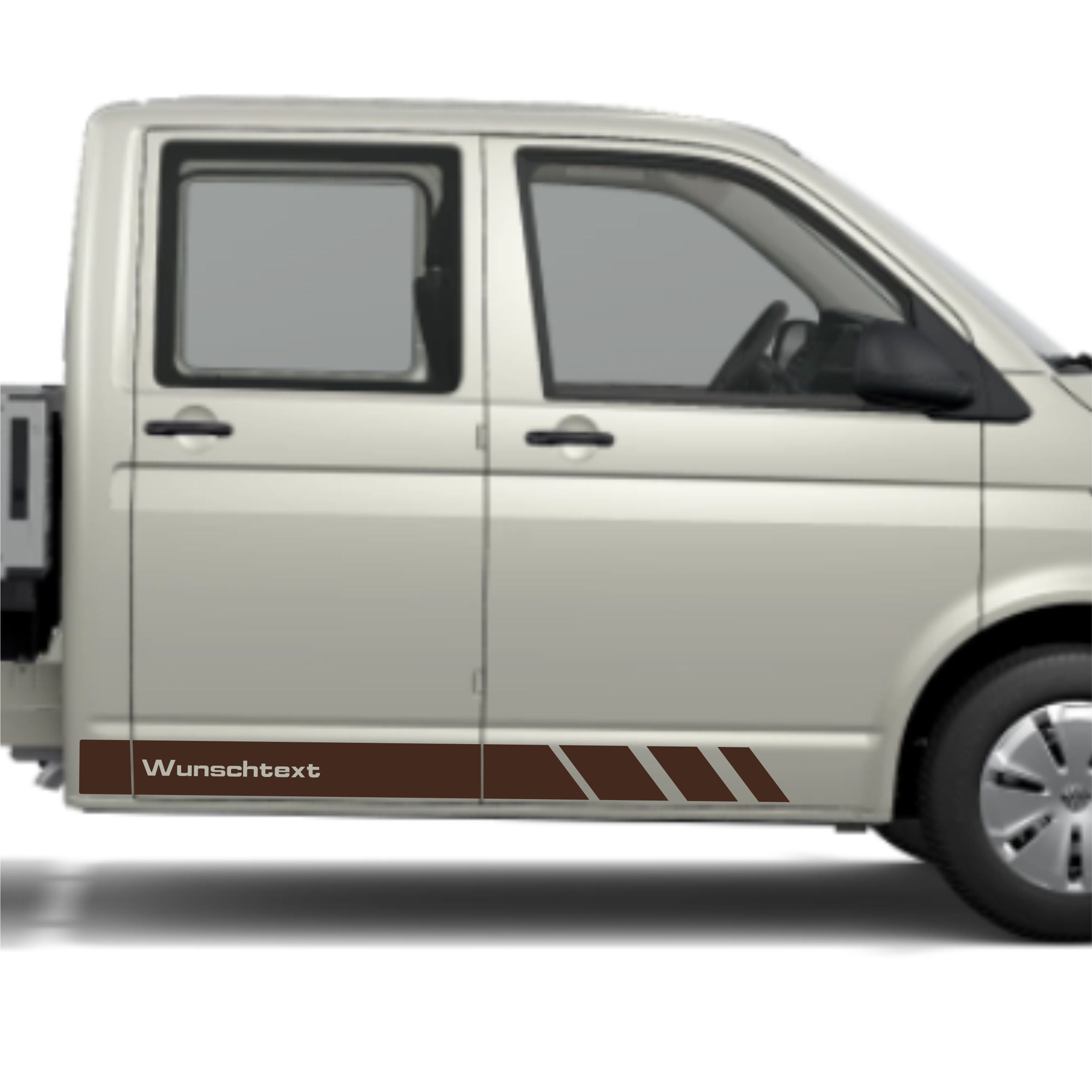 Seitenstreifen Aufkleber mit WUNSCHTEXT passend für VW Pritsche Doppelkabine - FOTOFOL