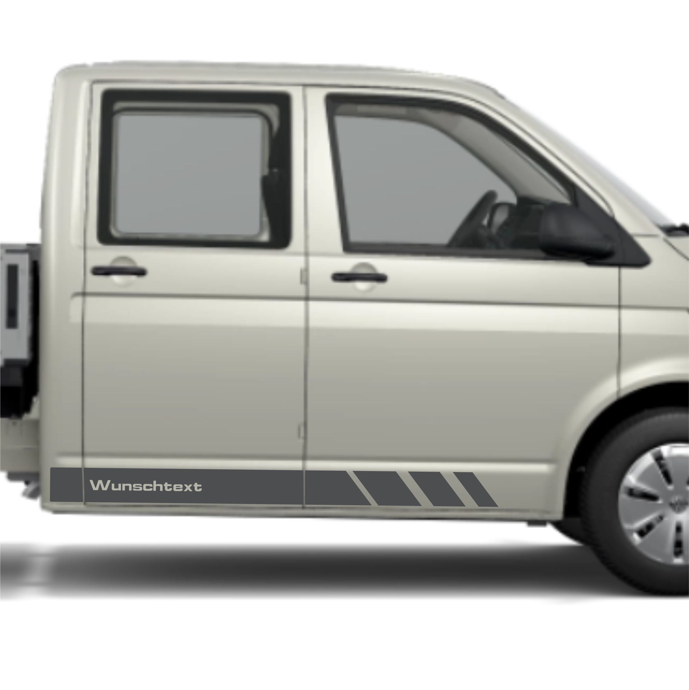 Seitenstreifen Aufkleber mit WUNSCHTEXT passend für VW Pritsche Doppelkabine - FOTOFOL